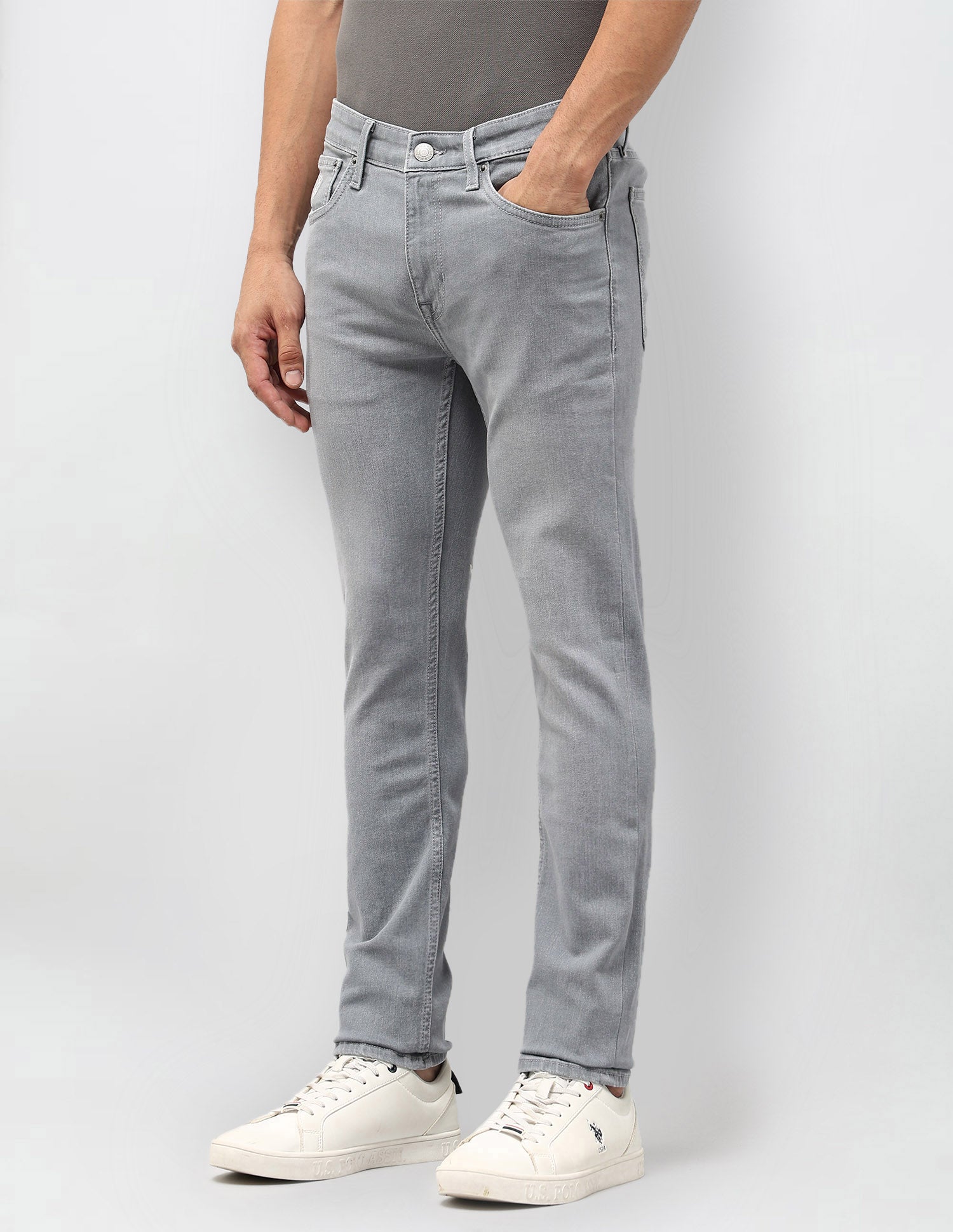 Regallo Skinny Fit Grey Jeans Mid Grey Wash - U.S. POLO ASSN. | Large