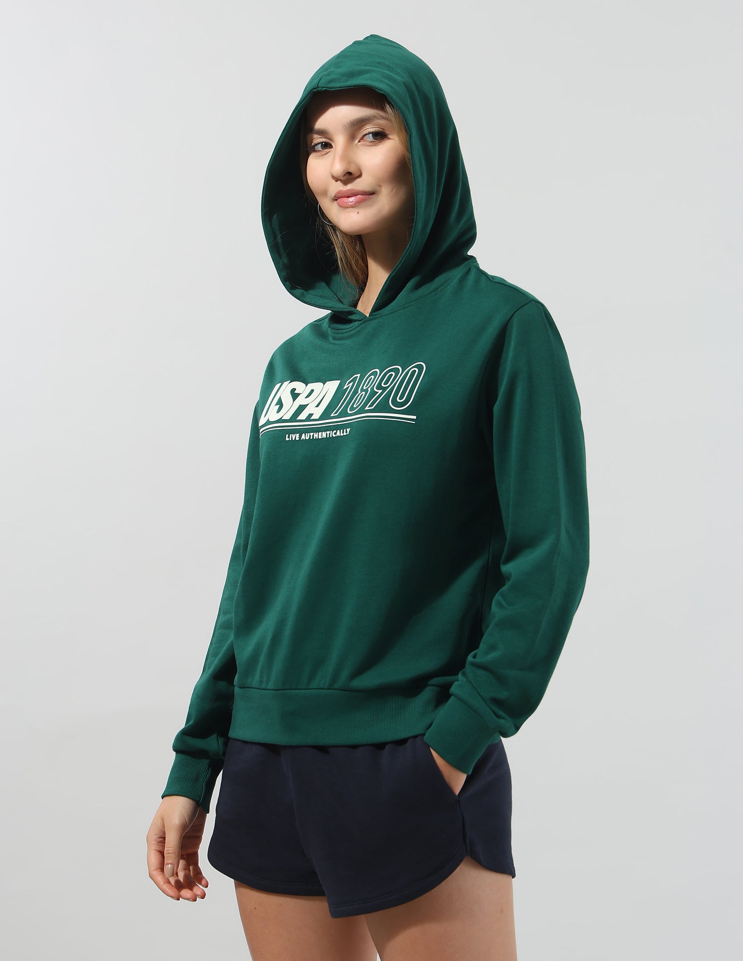 Typographic Brand Printed Relaxed Fit Sweatshirt Dark Green - U.S. Polo Assn. India | Large