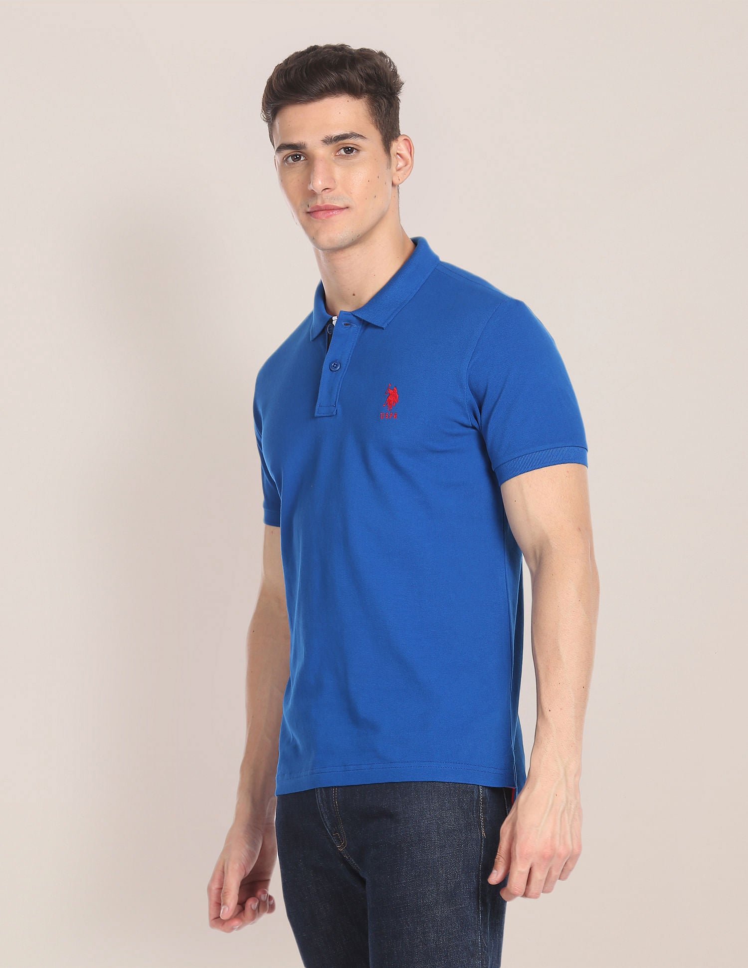 Pure Cotton Slim Fit Polo Shirt Blue - U.S. POLO ASSN. | Large