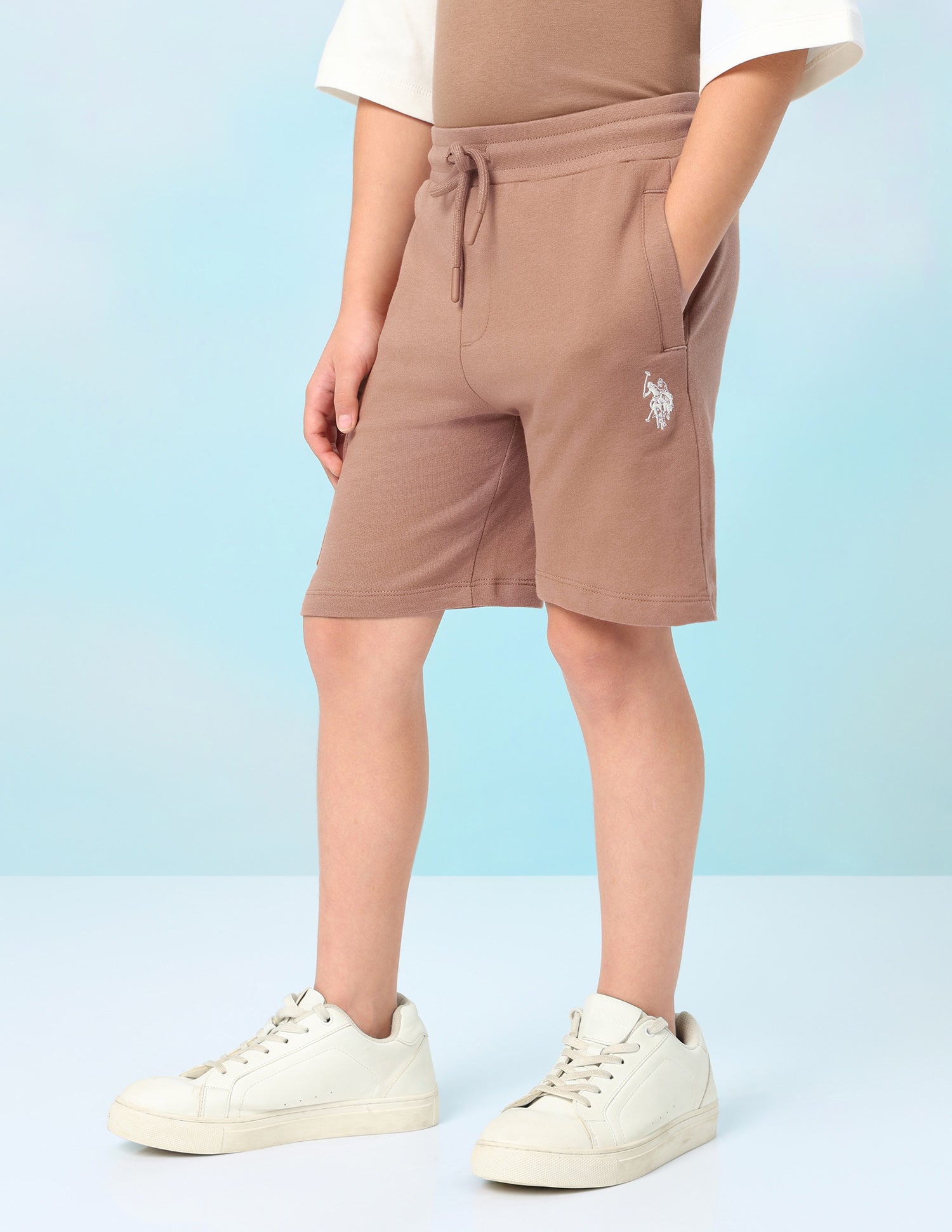 Mid Rise Solid Shorts Light Brown - U.S. Polo Assn. India | Large