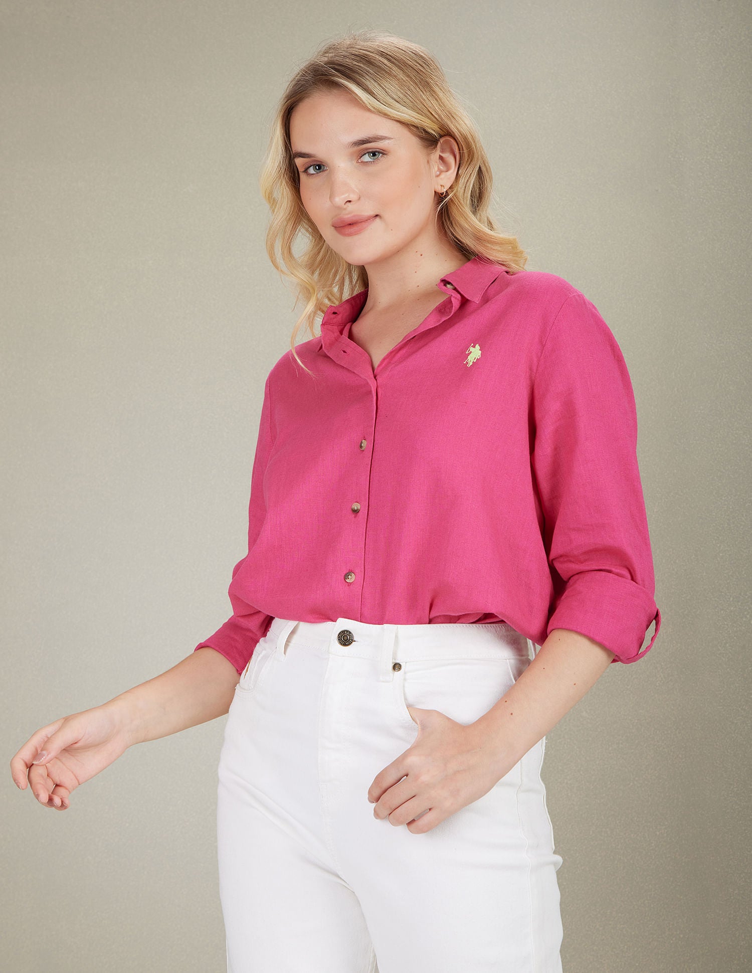 Solid Embroidered Logo Shirt Pink - U.S. POLO ASSN. | Large