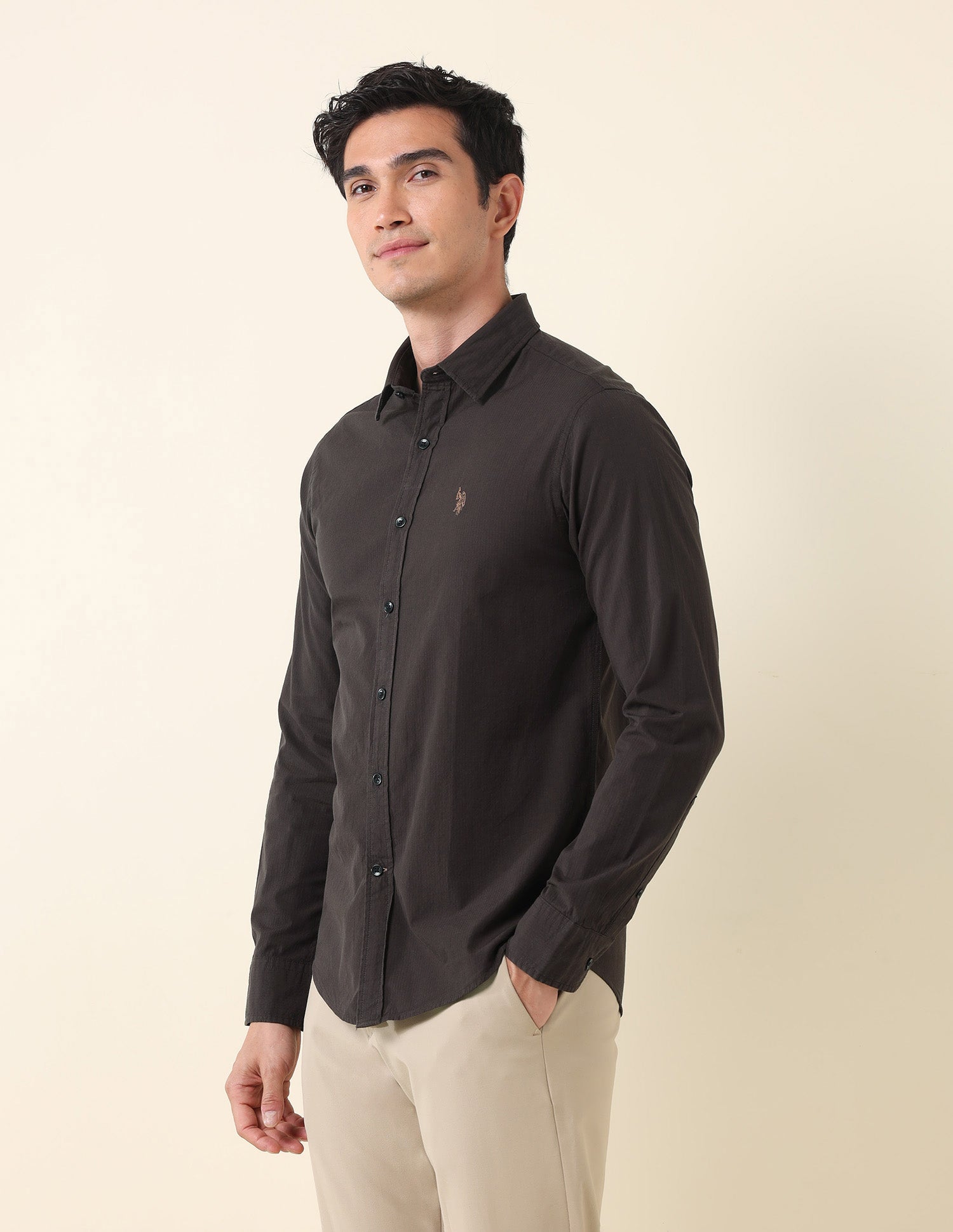 Solid Tailored Fit Shirt Choco - U.S. Polo Assn. India | Large