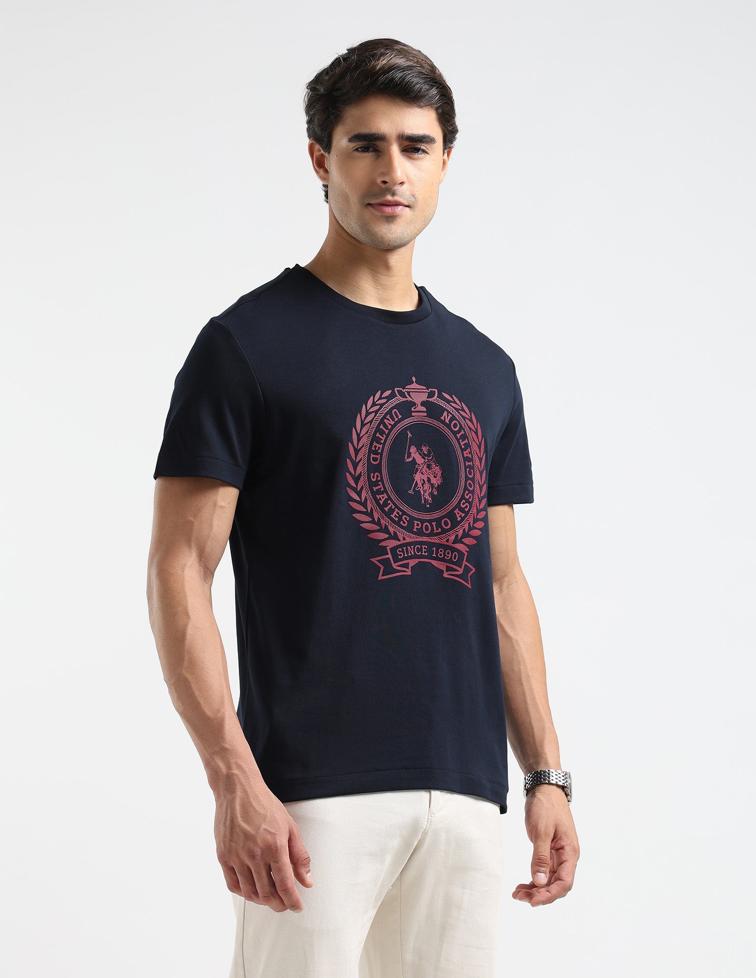 Brand Printed Regular Fit T Shirt Navy - U.S. POLO ASSN. | Large