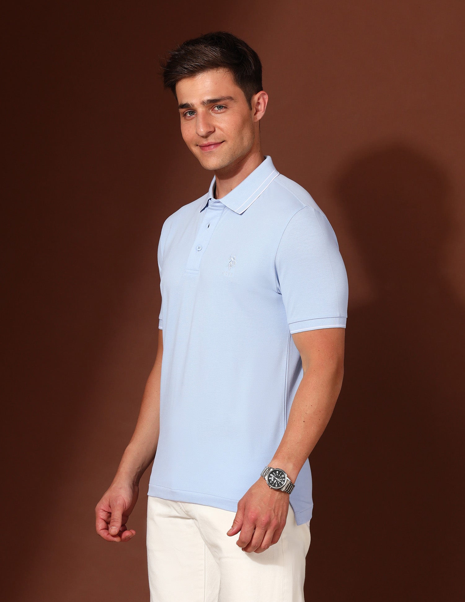 Solid Working Holiday Polo Shirt Light Blue - U.S. Polo Assn. India | Large