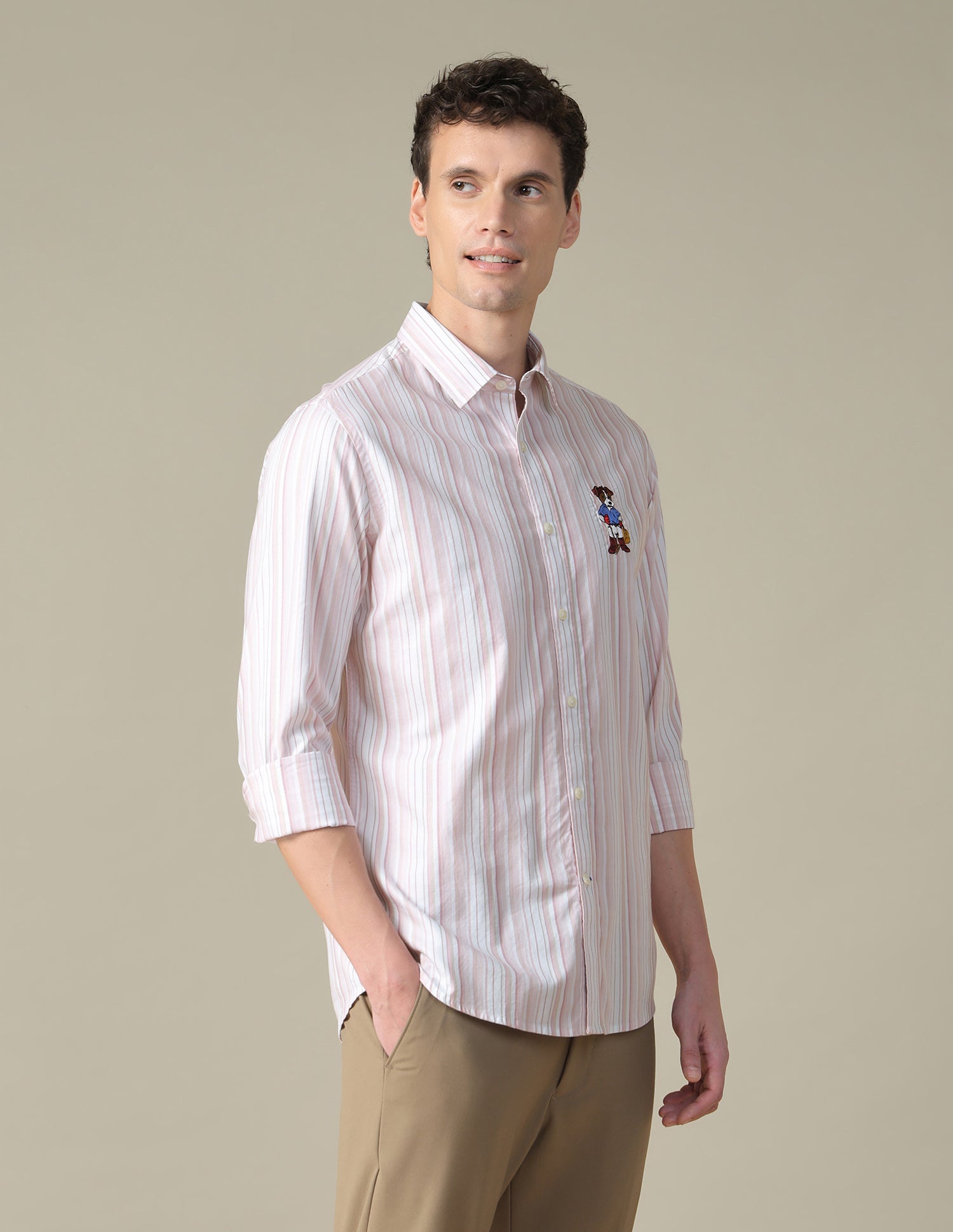 Vertical Striped Twill Shirt Light Pink - U.S. Polo Assn. India | Large