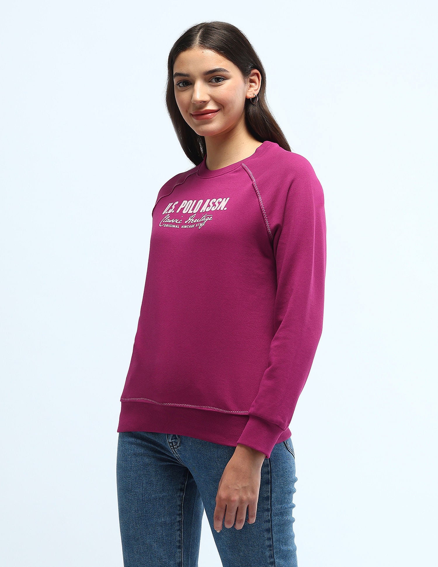 Hd Print Regular Fit Sweatshirt Fuchsia - U.S. POLO ASSN. | Large