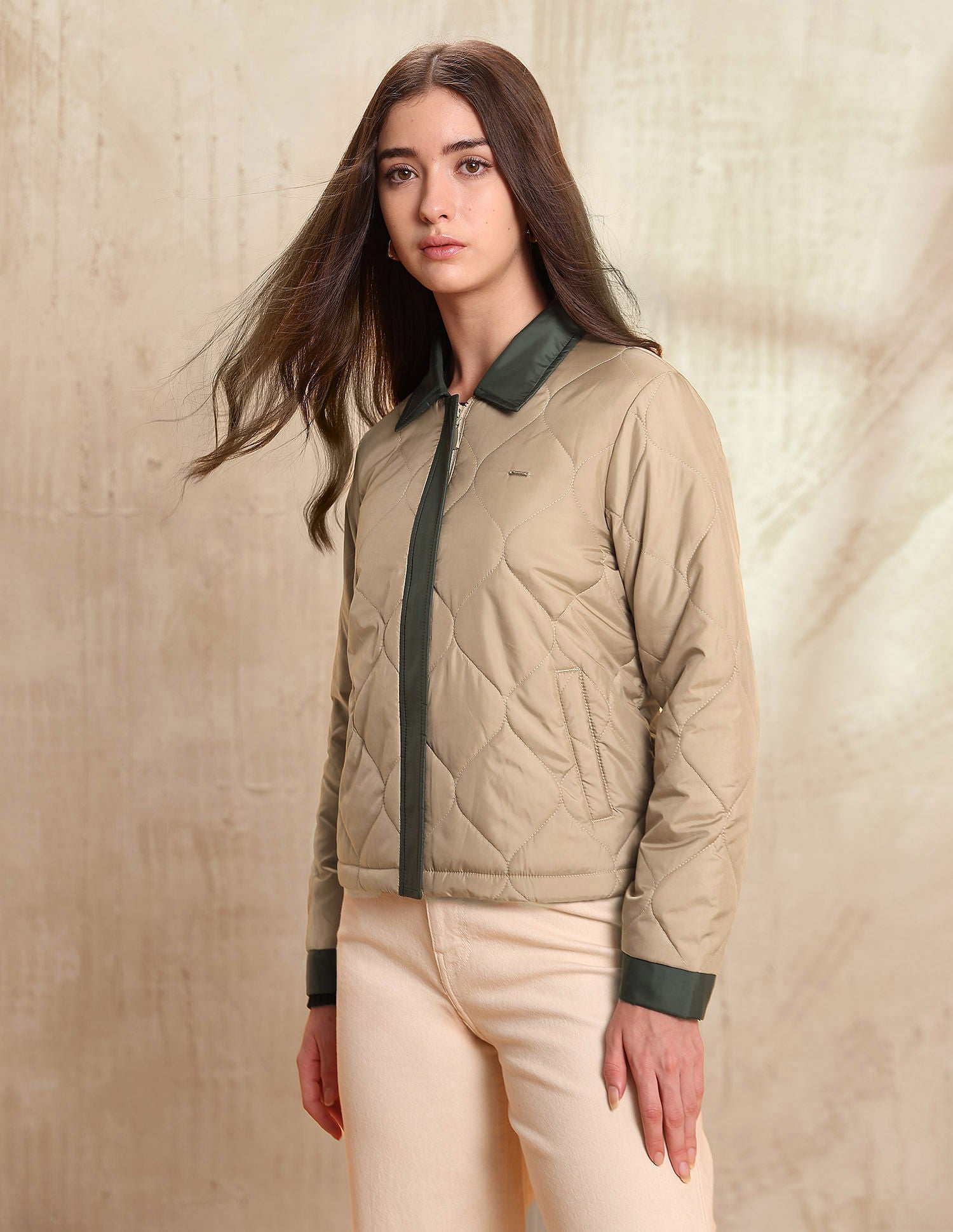 Regular Fit Quilted Jacket Beige - U.S. POLO ASSN. | Large