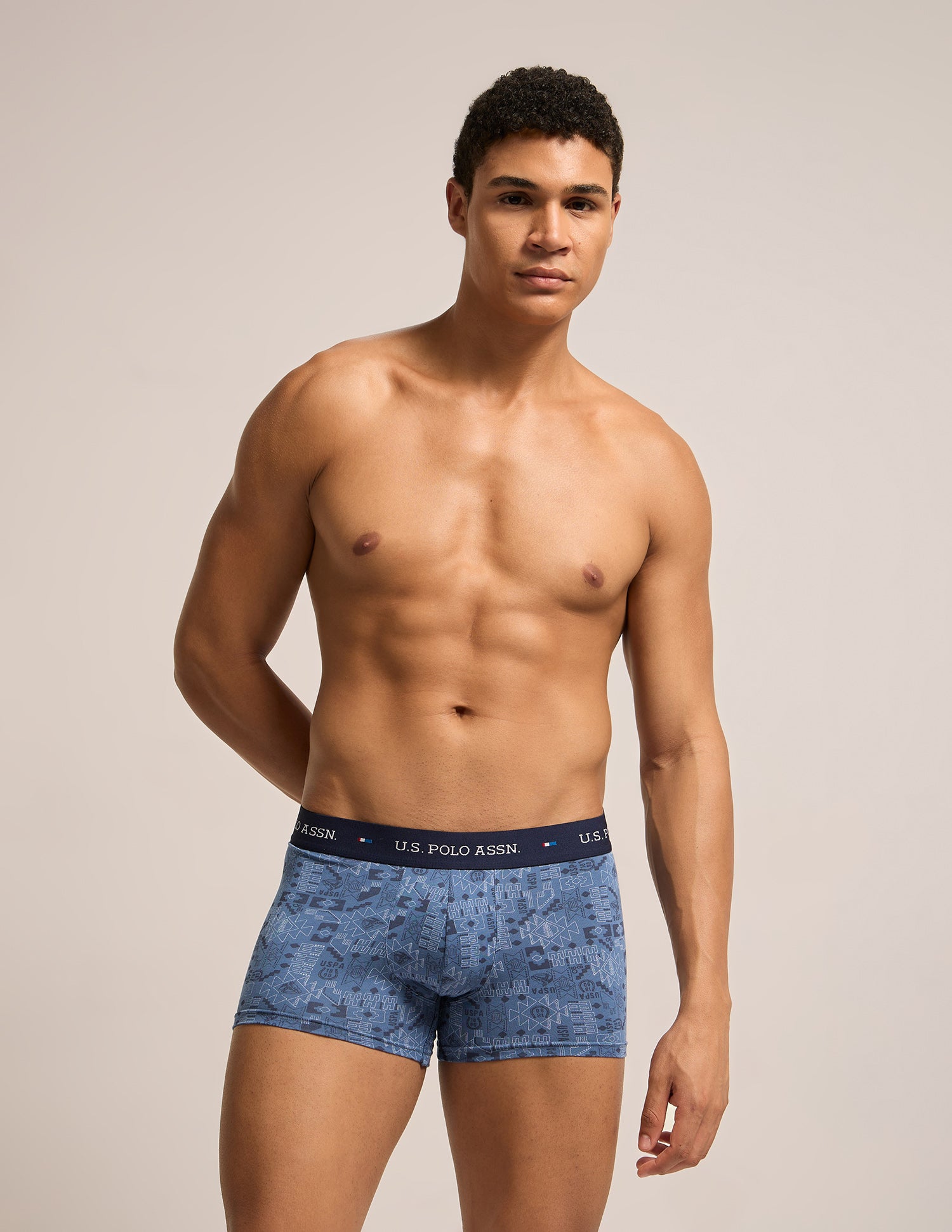 Breathable Cotton Stretch OET25 Trunks - Pack of 3 Red|Moonlight Blue - U.S. Polo Assn. India | Large