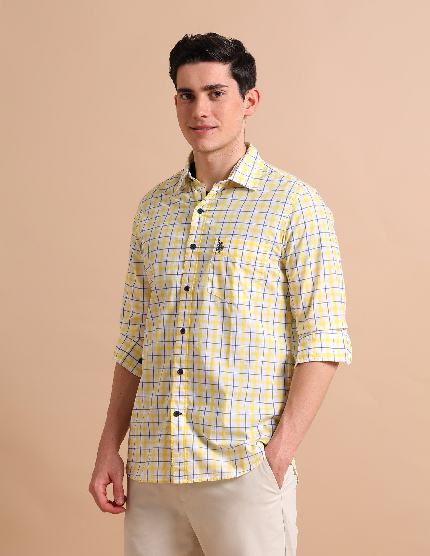 Twill Check Shirt Yellow - U.S. POLO ASSN. | Large