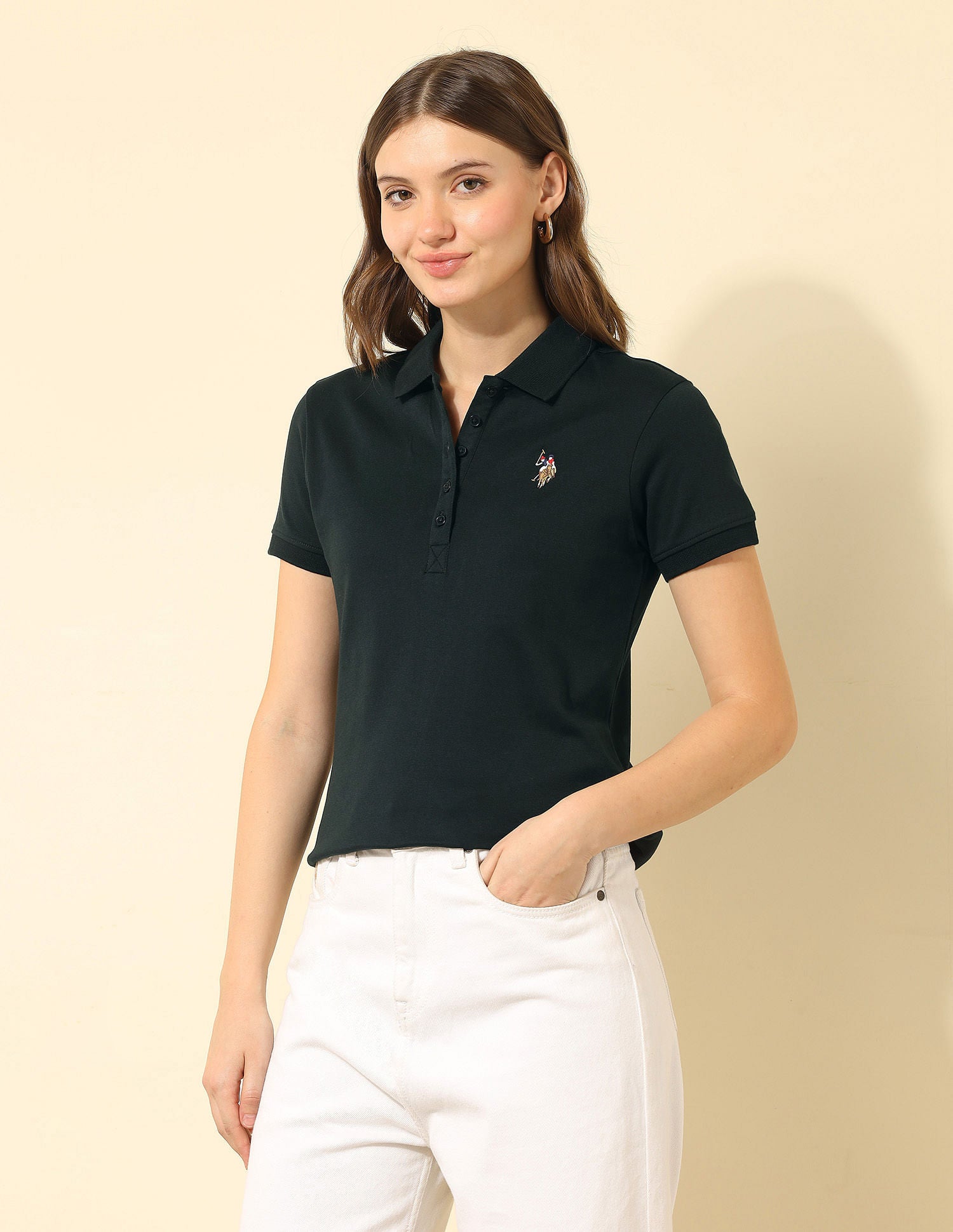 Regular Fit Solid Polo Shirt Dark Green - U.S. POLO ASSN. | Large