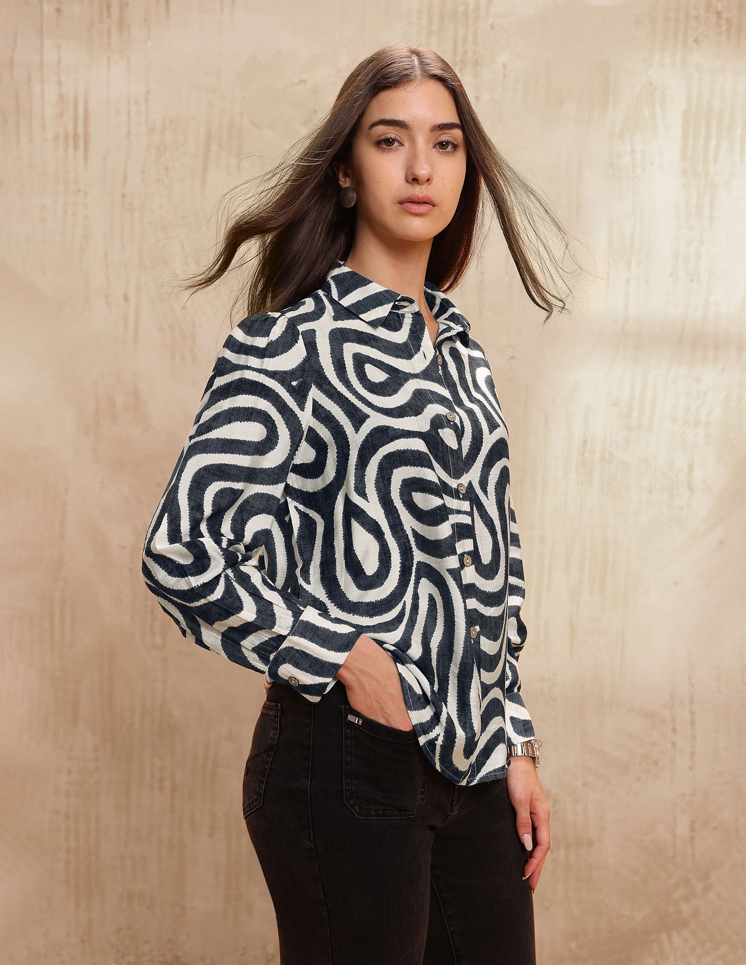 Abstract Printed Regular Fit Shirt Olive - U.S. POLO ASSN. | Large