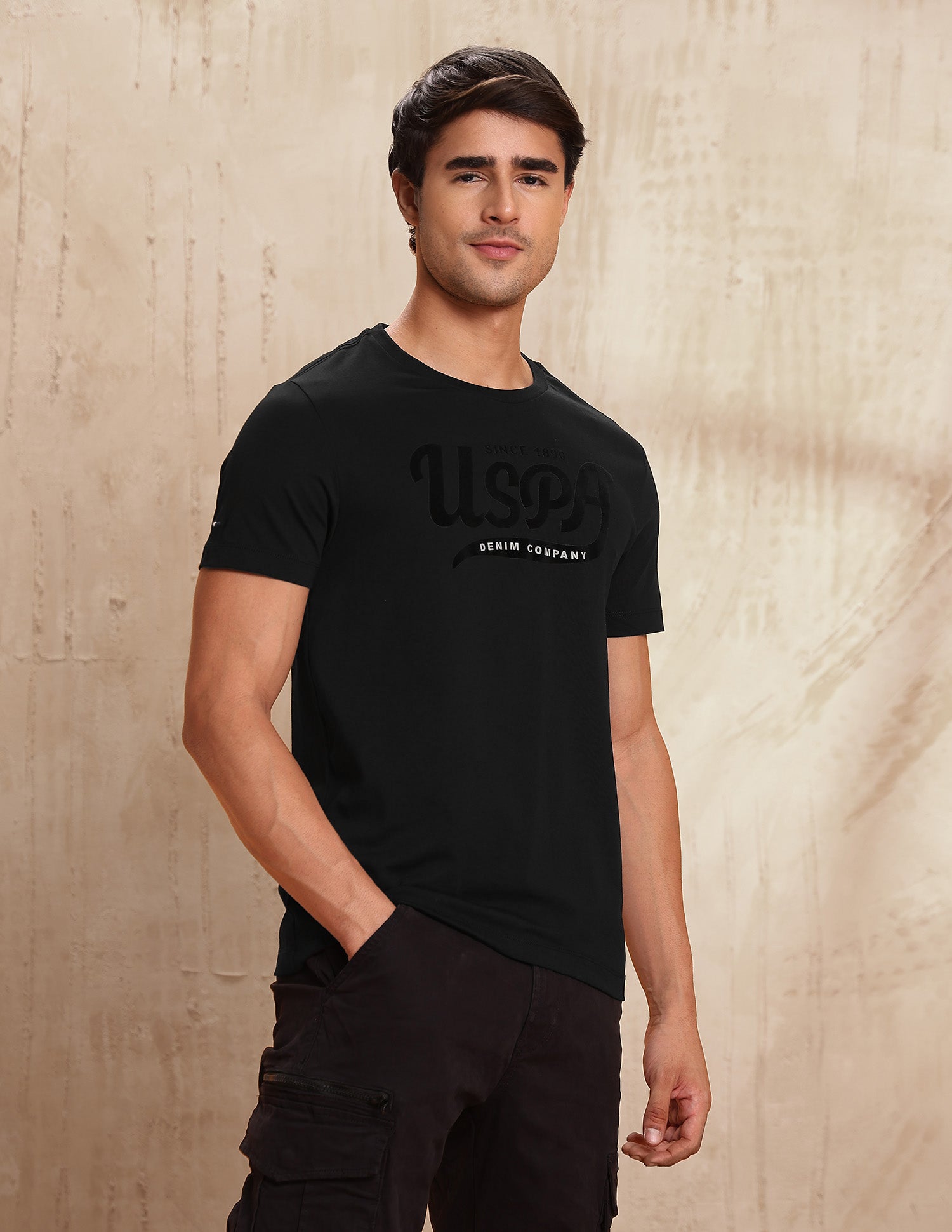 Brand Printed Regular Fit T-Shirt Black - U.S. POLO ASSN. | Large