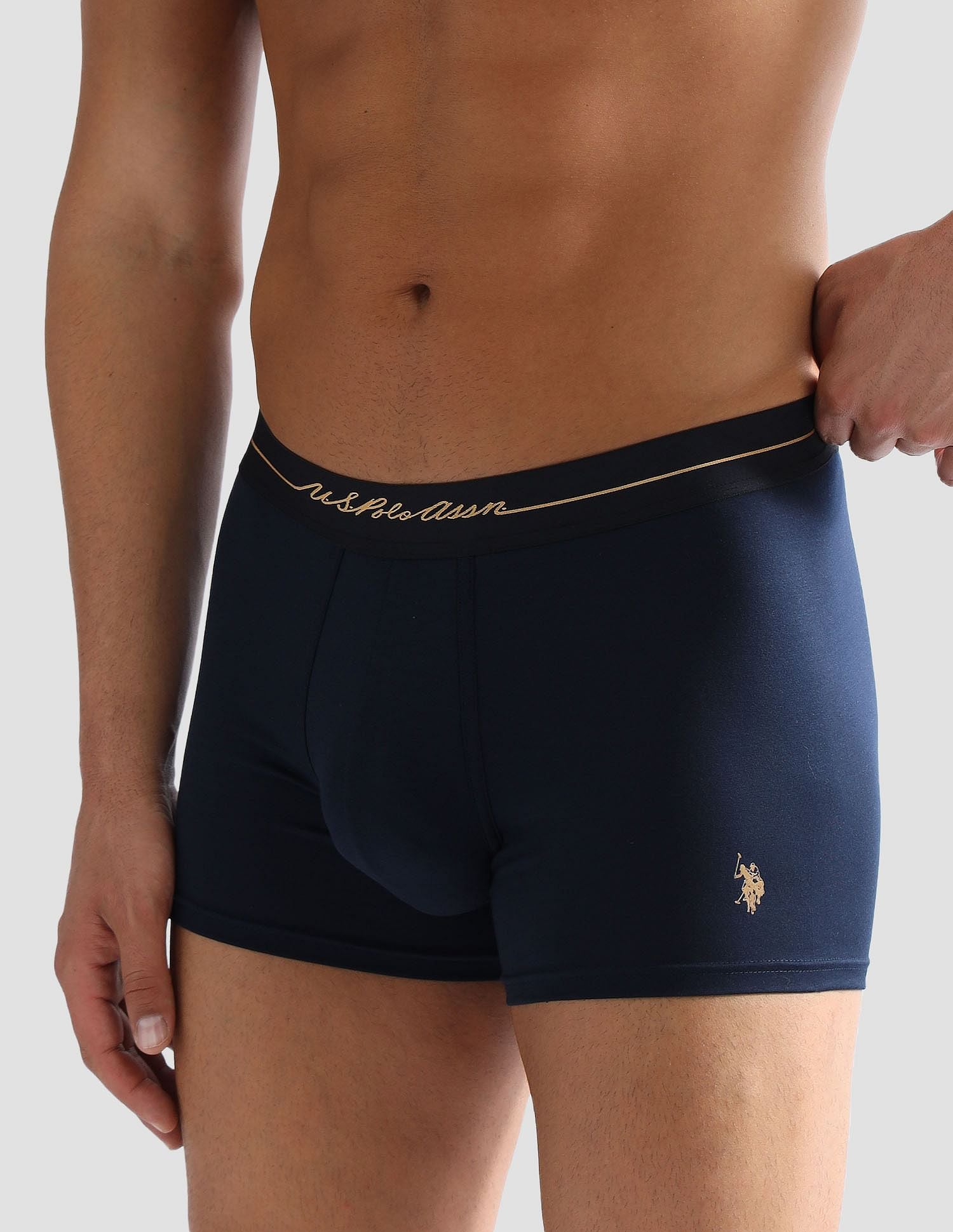 Anti Microbial Solid PT004 Trunks - Pack of 1 Navy - U.S. POLO ASSN. | Large