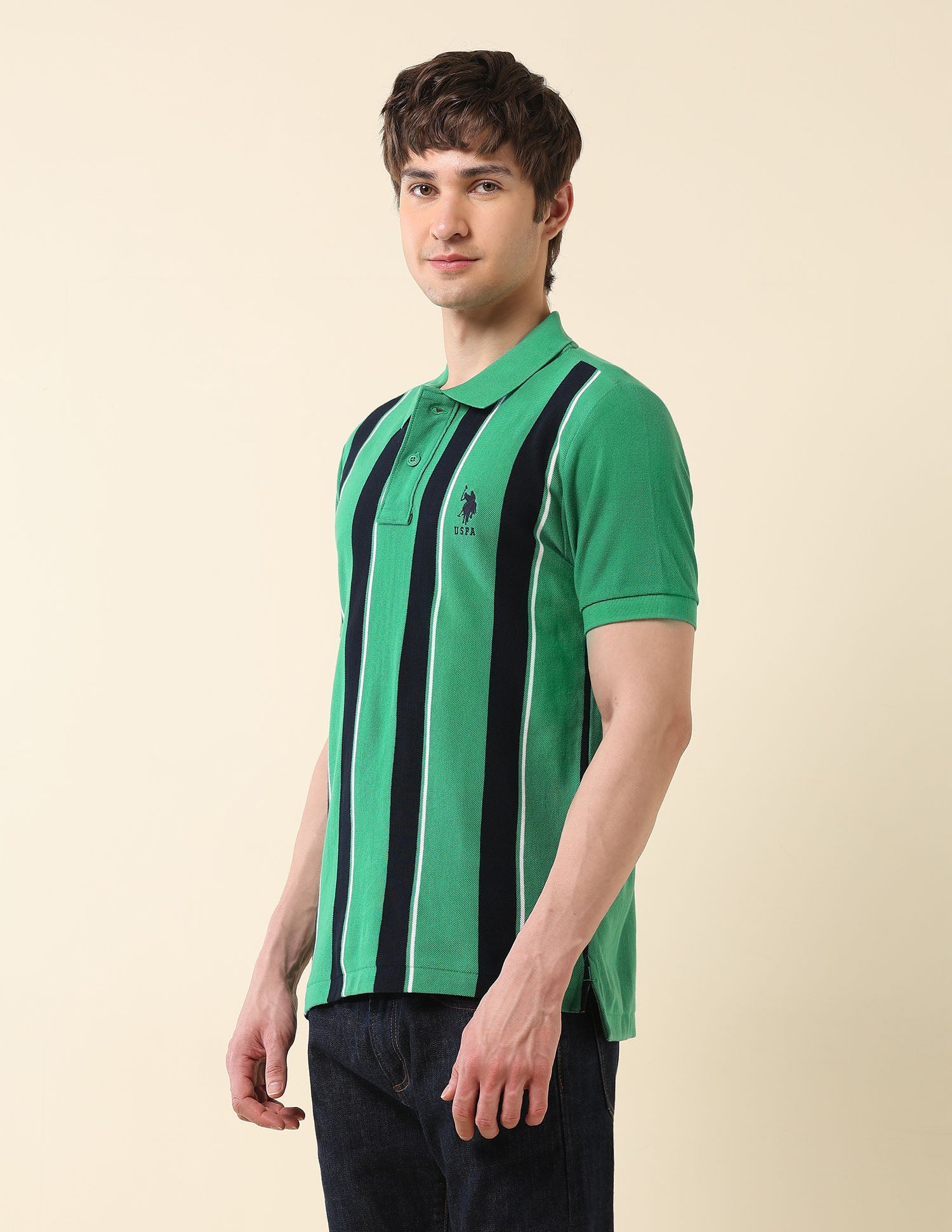Vertical Striped Classic Polo Shirt Green - U.S. Polo Assn. India | Large