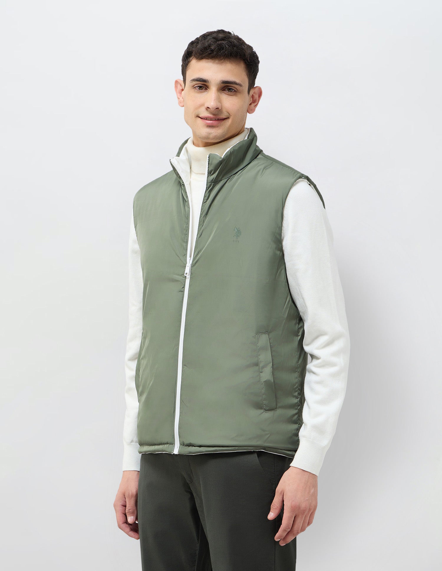 Solid Regular Fit Reversible Jacket White - U.S. POLO ASSN. | Large