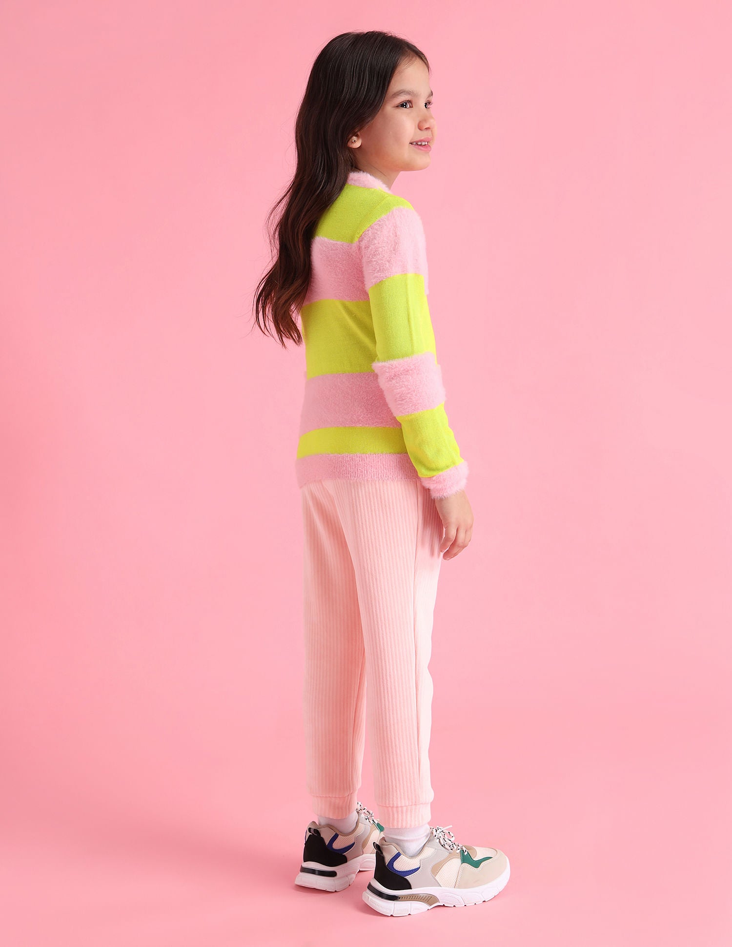 Girls Horizontal Stripe Sweater Lime Green - U.S. POLO ASSN. | Large