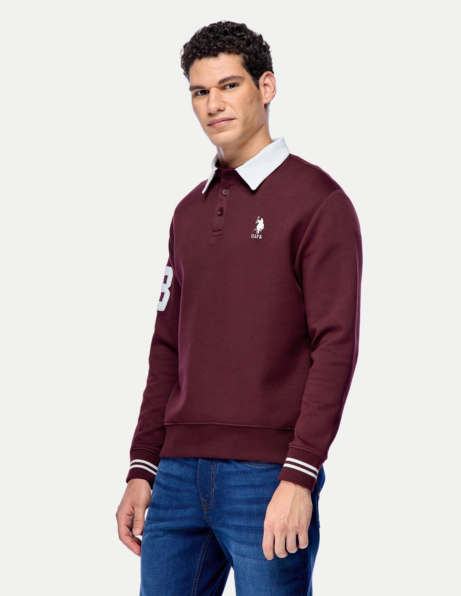 Solid Slim Fit Sweatshirt Maroon - U.S. Polo Assn. India | Large