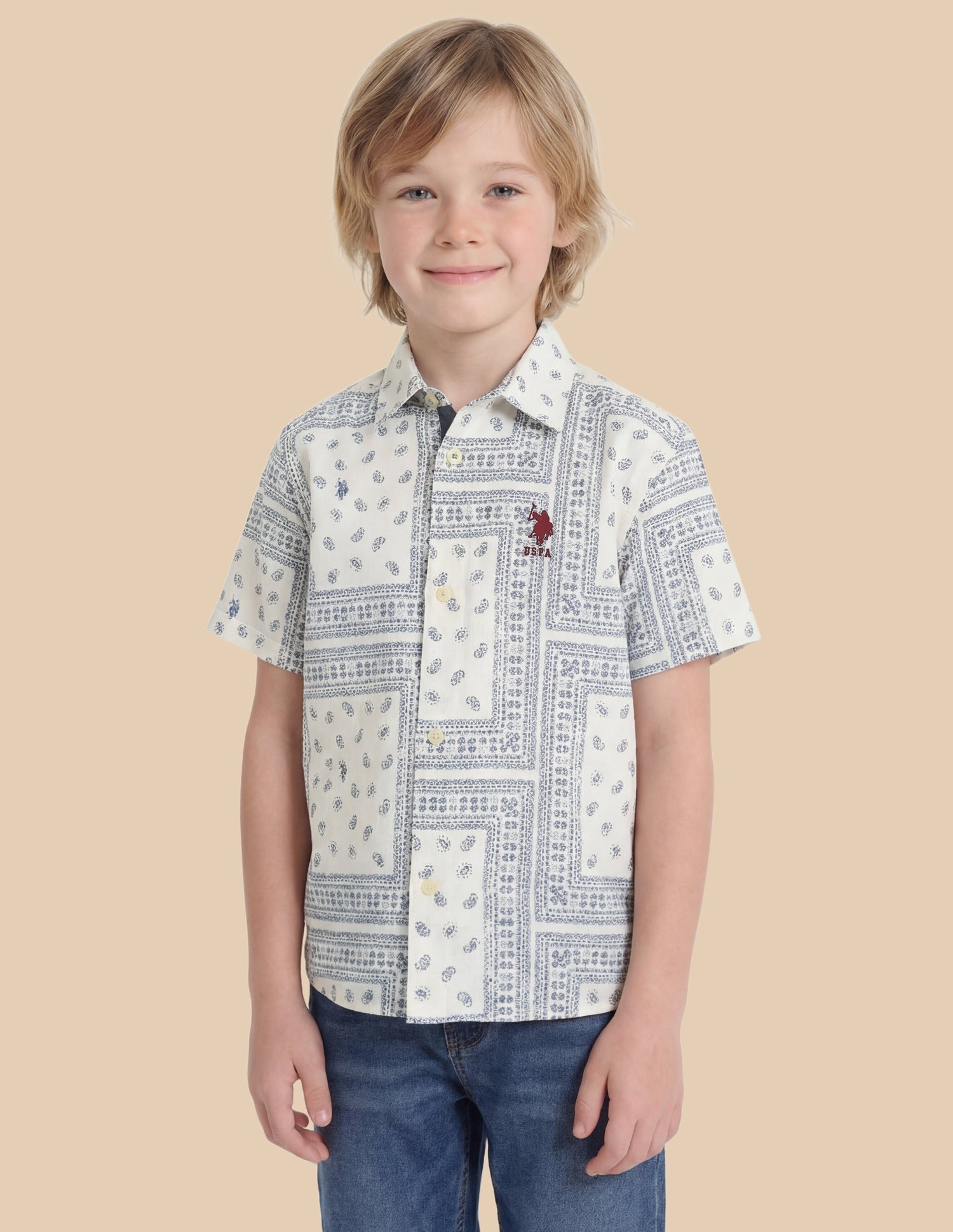 Paisley Printed Dobby Shirt Blue - U.S. Polo Assn. India | Large