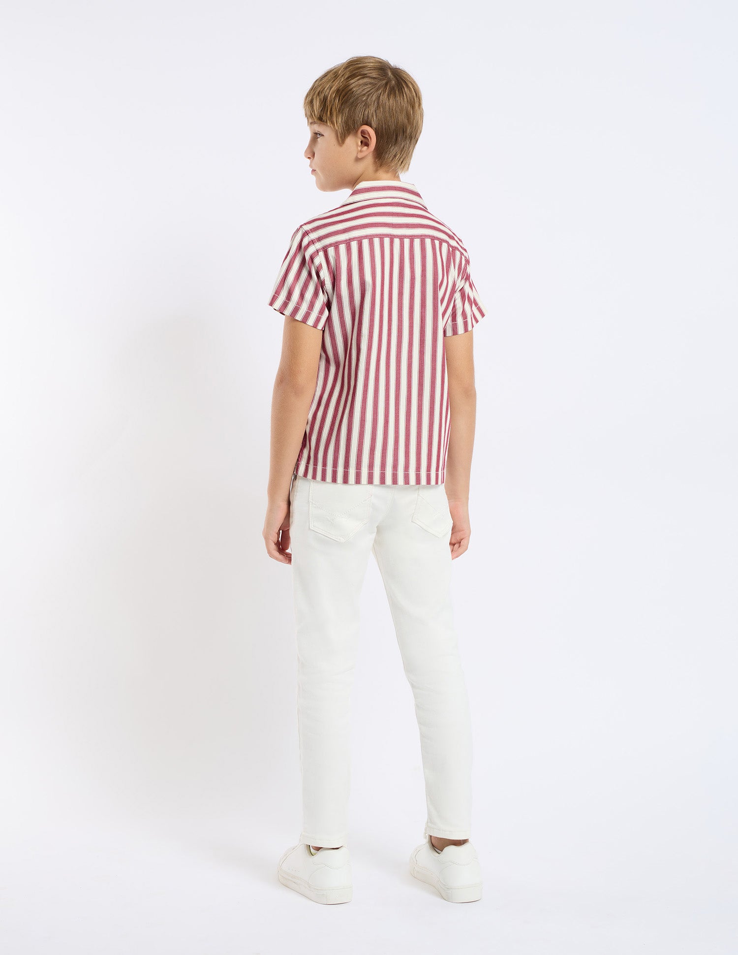 Boys Vertical Striped Relaxed Fit Shirt Red - U.S. POLO ASSN. | Large