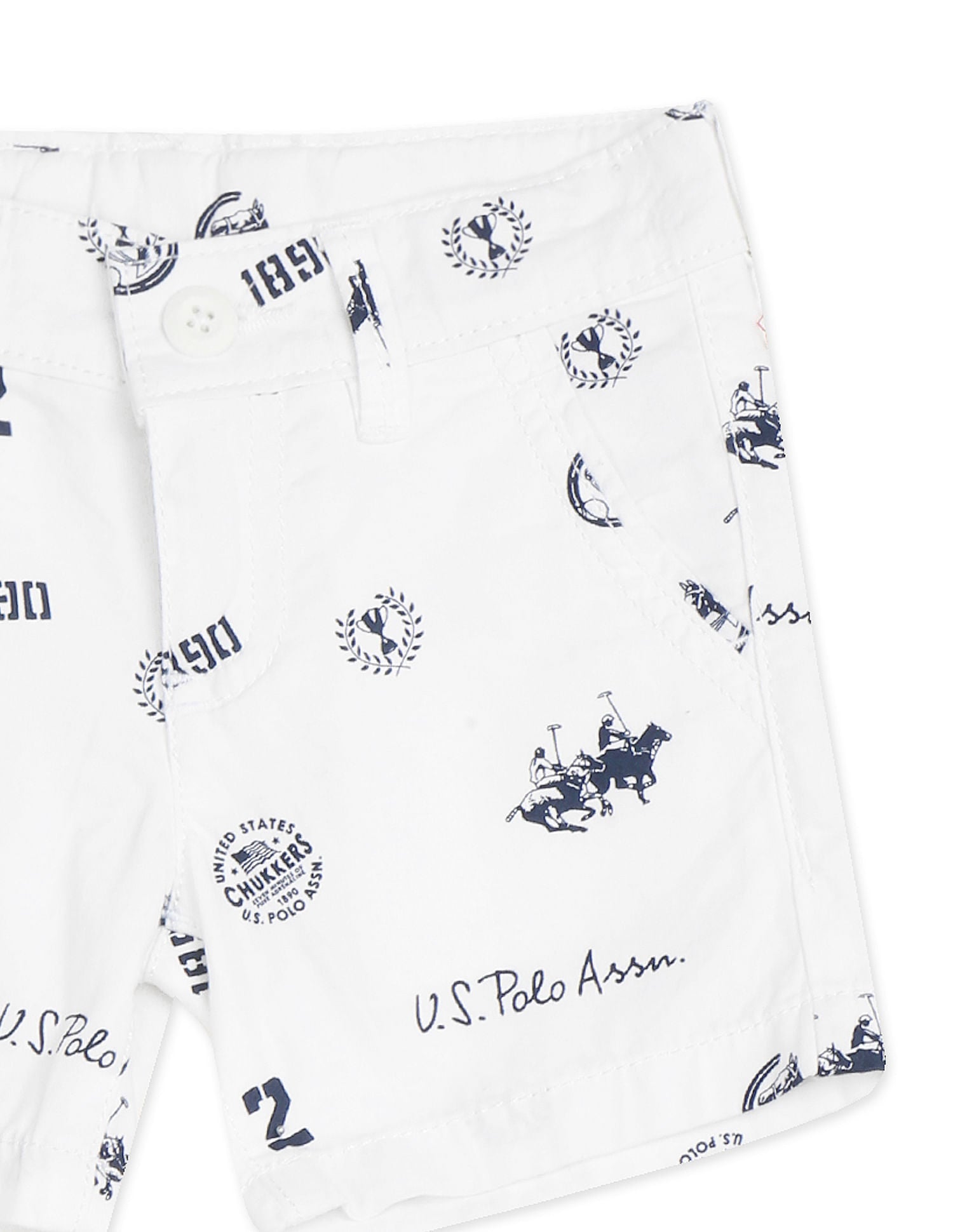 Mid Rise Brand Print Shorts White - U.S. POLO ASSN. | Large