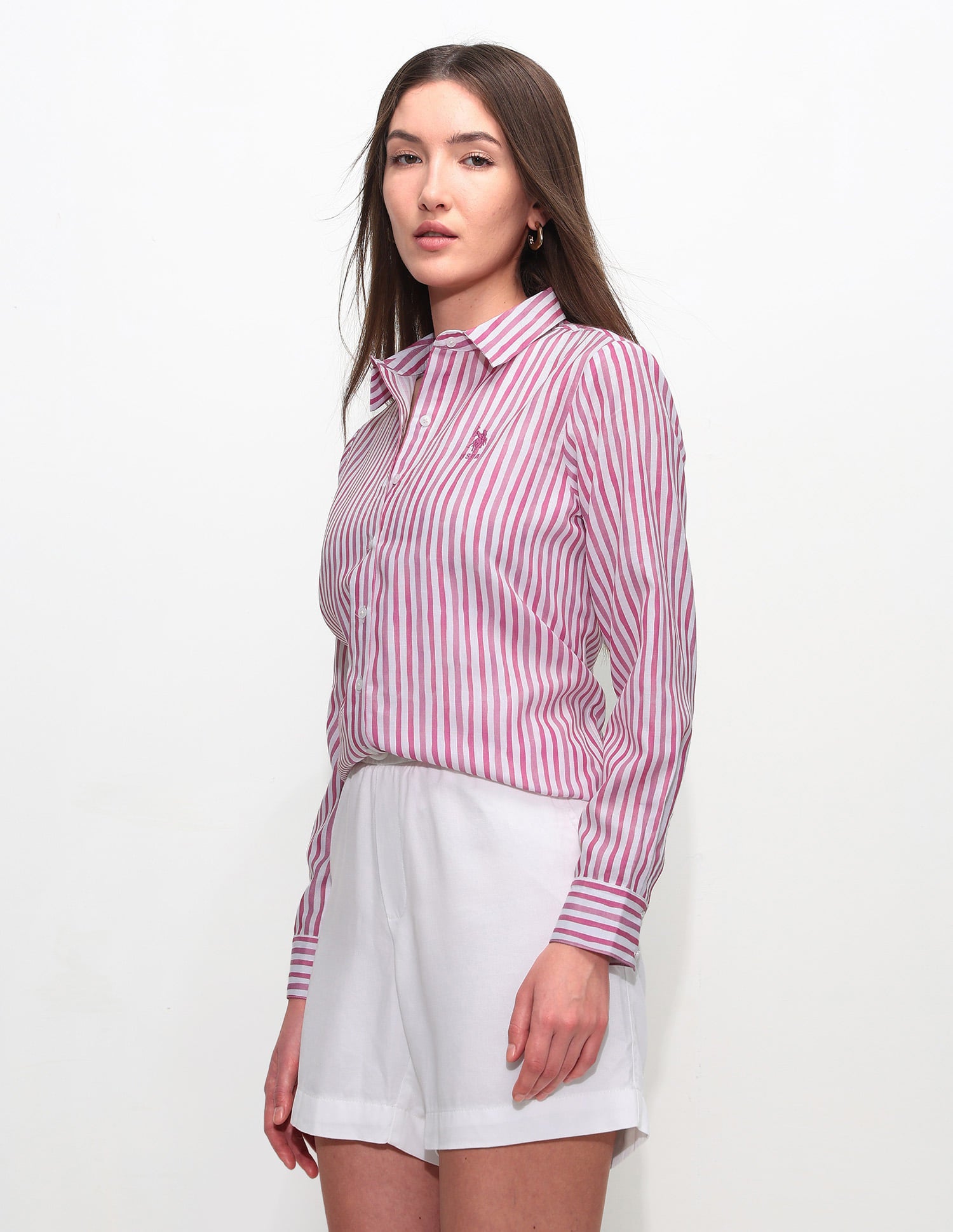 Regular Fit Vertical Striped Shirt Pink - U.S. Polo Assn. India | Large
