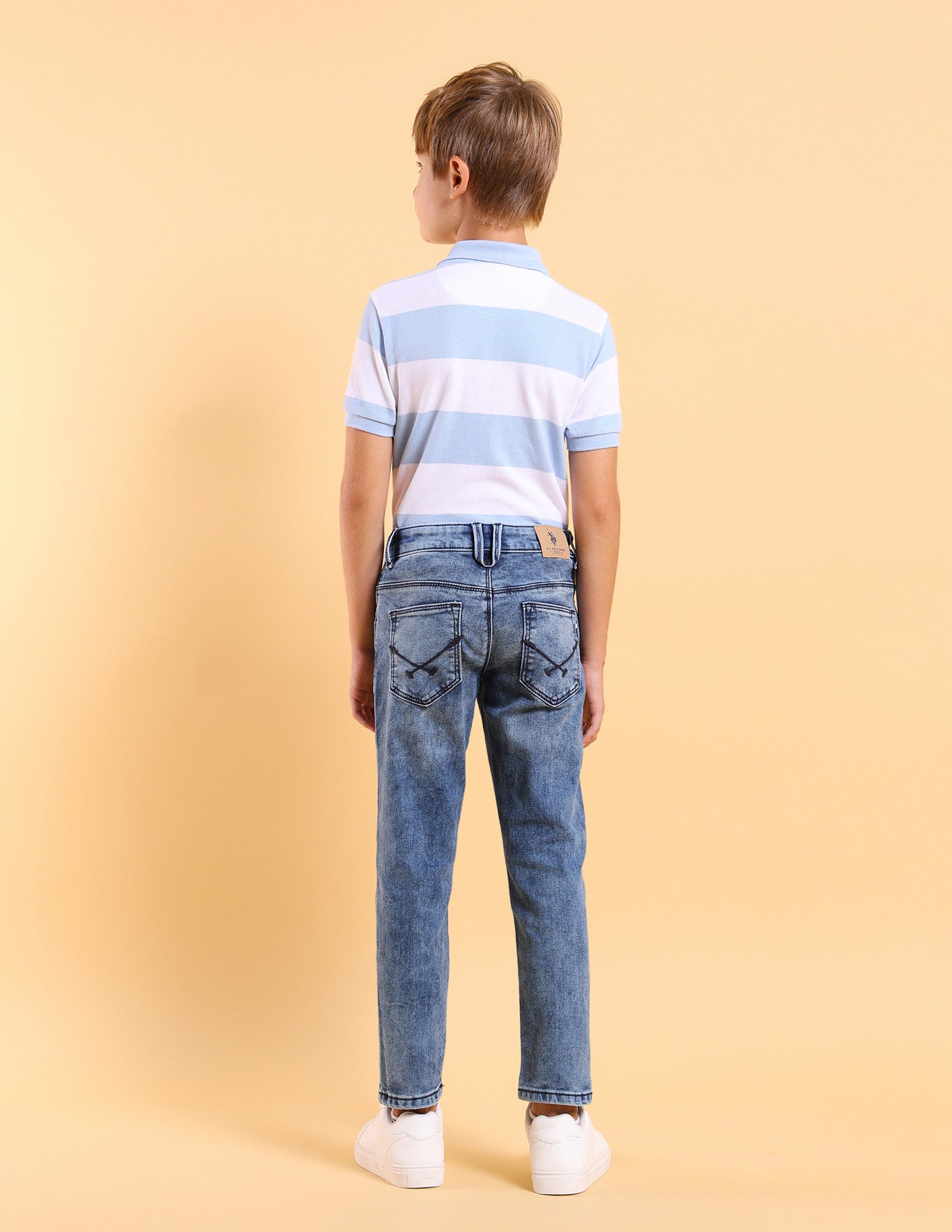 Boys Stone Washed Slim Fit Jeans Blue - U.S. POLO ASSN. | Large