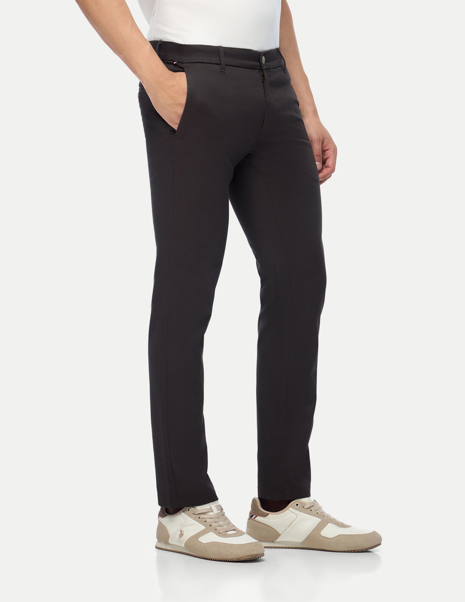 Denver Slim Fit Twill Trousers Choco - U.S. Polo Assn. India | Large