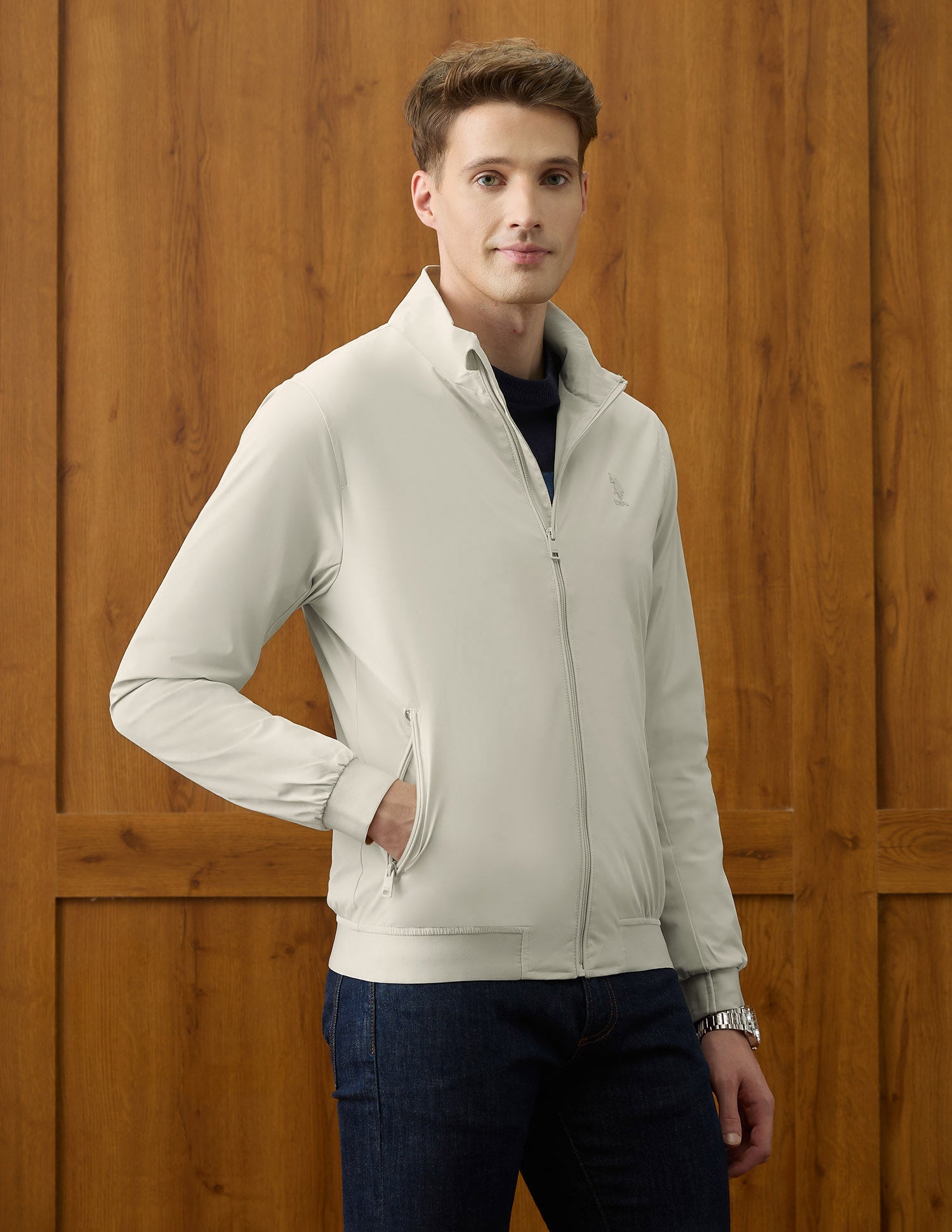 Equestrian Aisle Theater Regular Fit Jacket Ivory - U.S. POLO ASSN. | Large