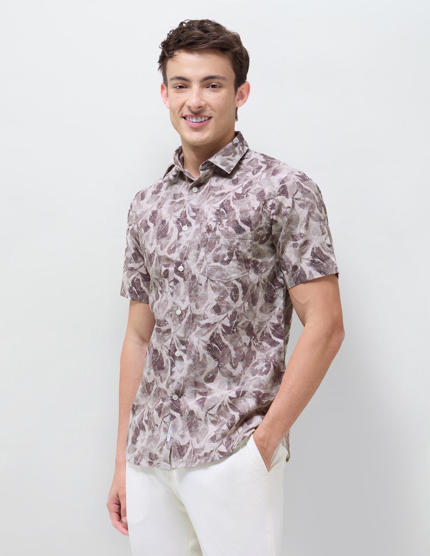 Tropical Printed Regular Fit Shirt Wine - U.S. Polo Assn. India | Large