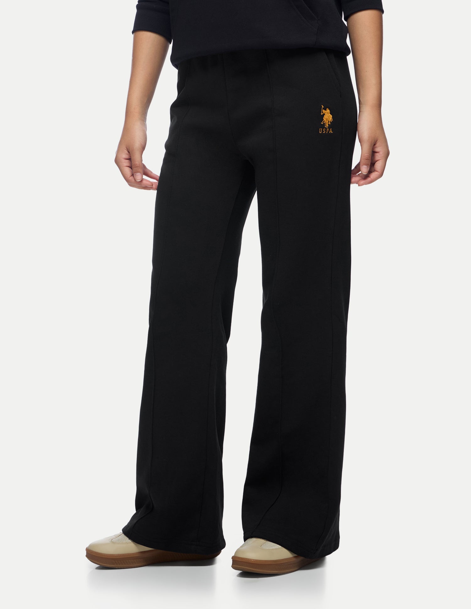 High Rise Fitted Flared Trousers Black - U.S. Polo Assn. India | Large