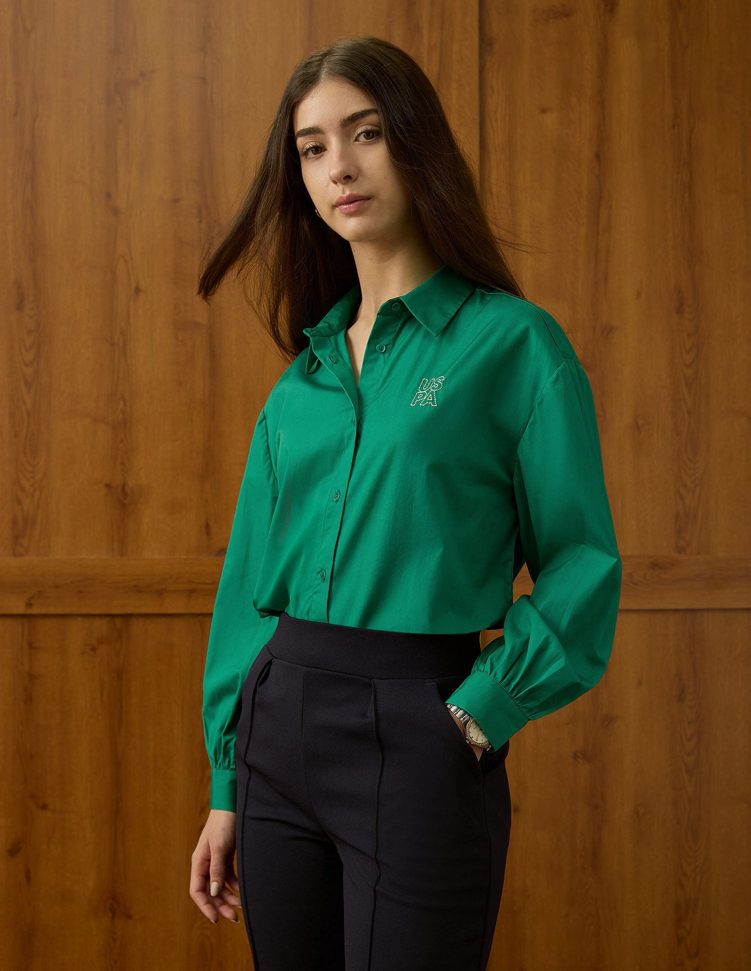 Relaxed Fit Solid Shirt Green - U.S. POLO ASSN. | Large