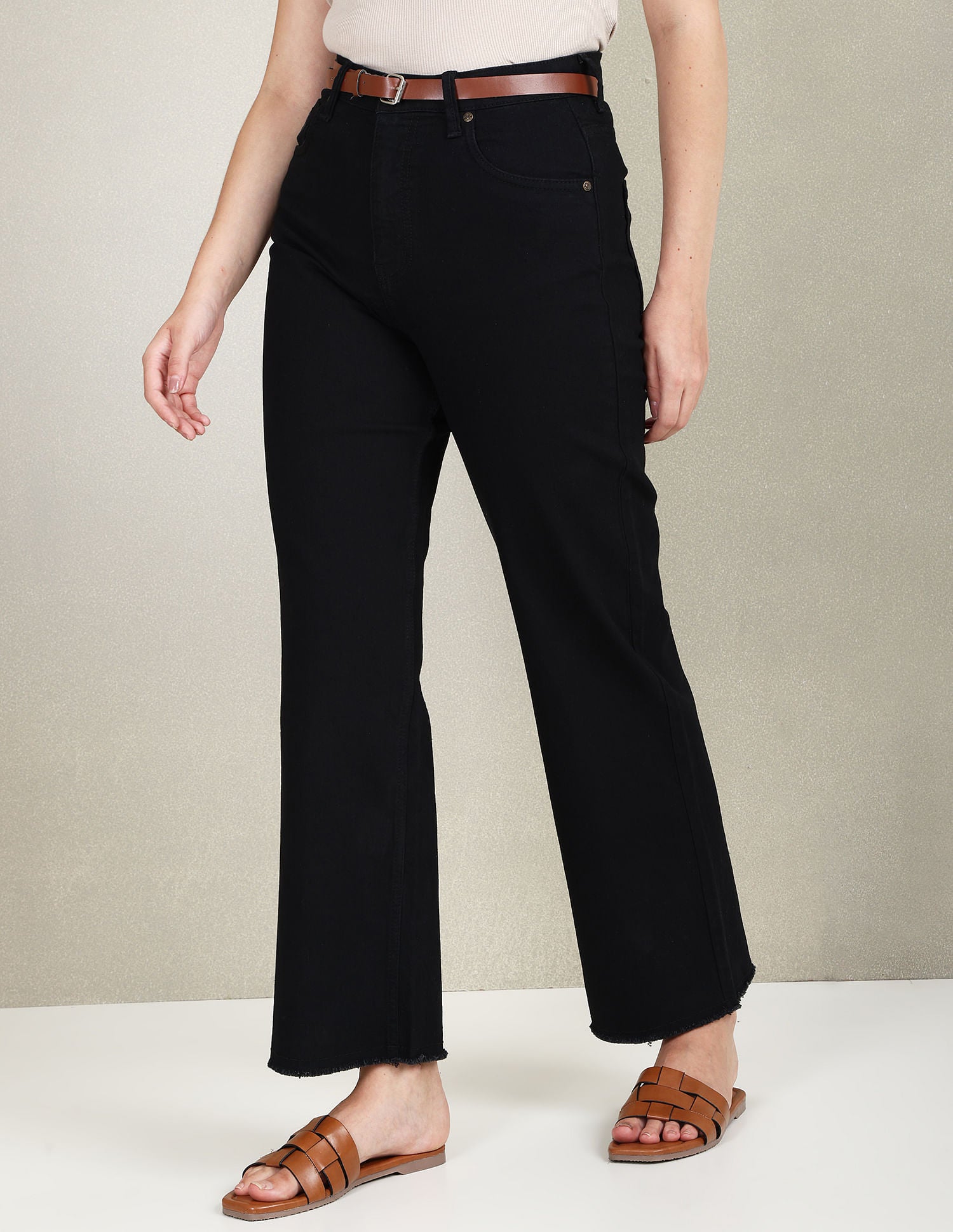 High Rise Wide Leg Rinsed Premium Jeans Black - U.S. POLO ASSN. | Large