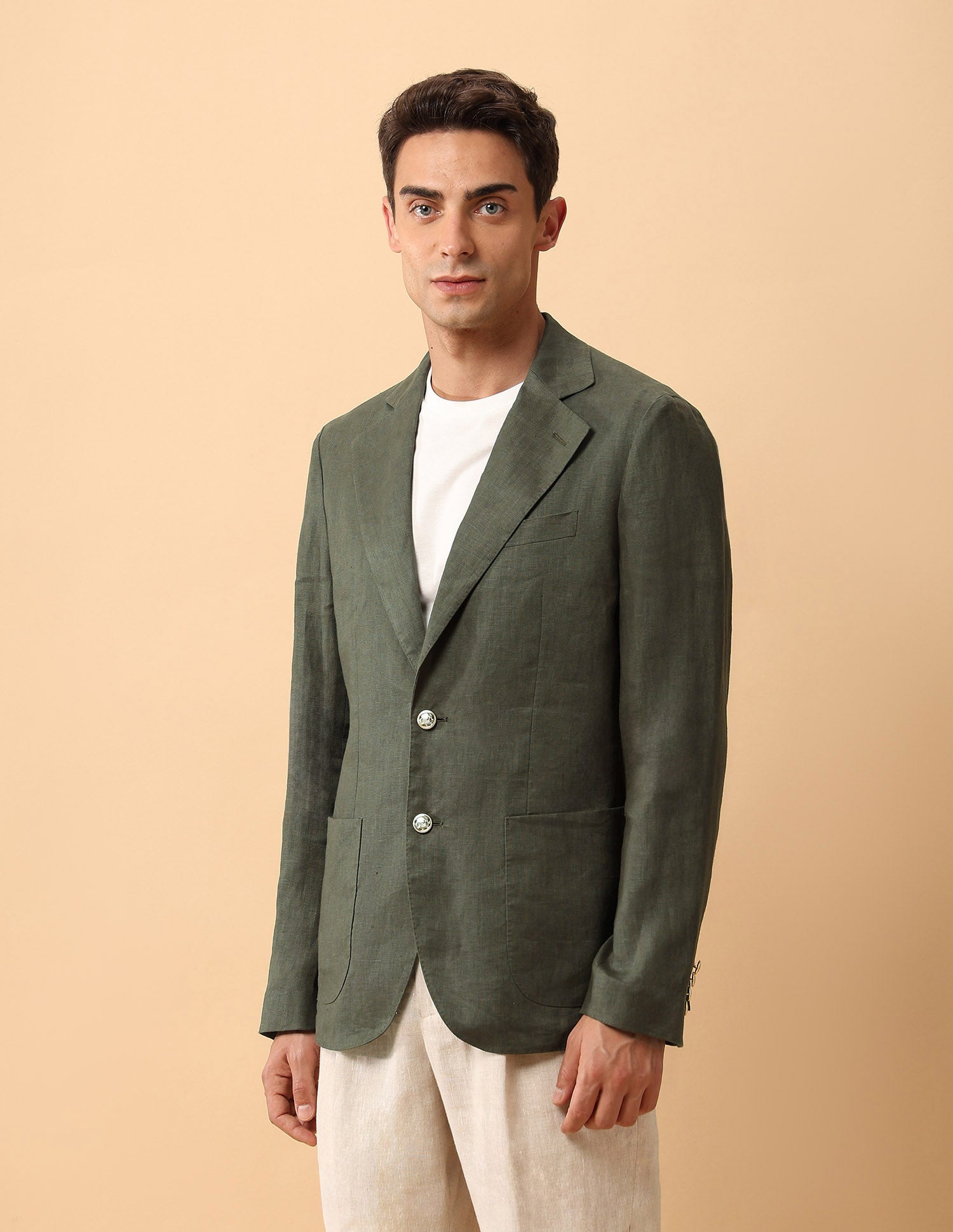 Pacho X Pure Linen Slim Fit Blazer Olive - U.S. POLO ASSN. | Large