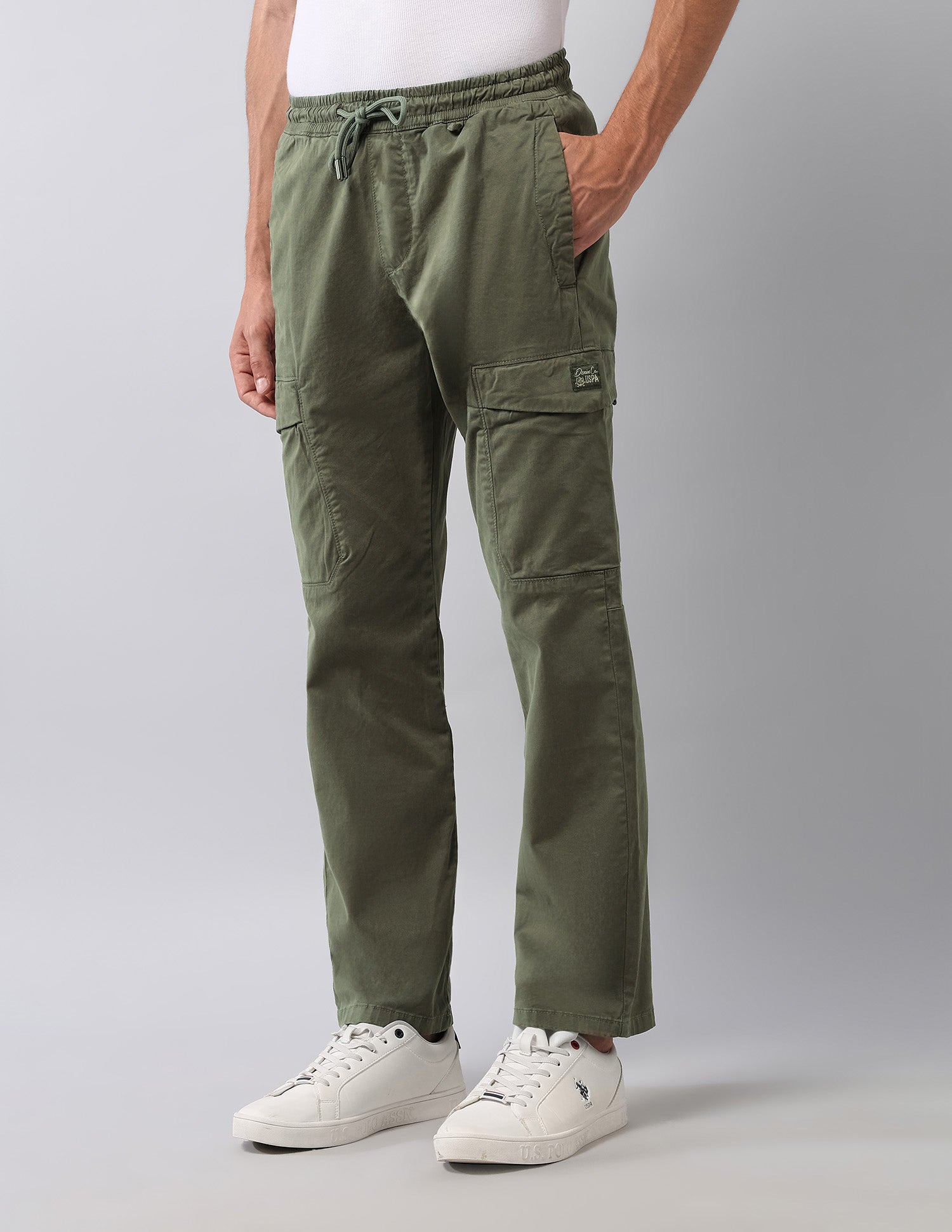 Solid Straight Fit Cargos Light Olive - U.S. POLO ASSN. | Large