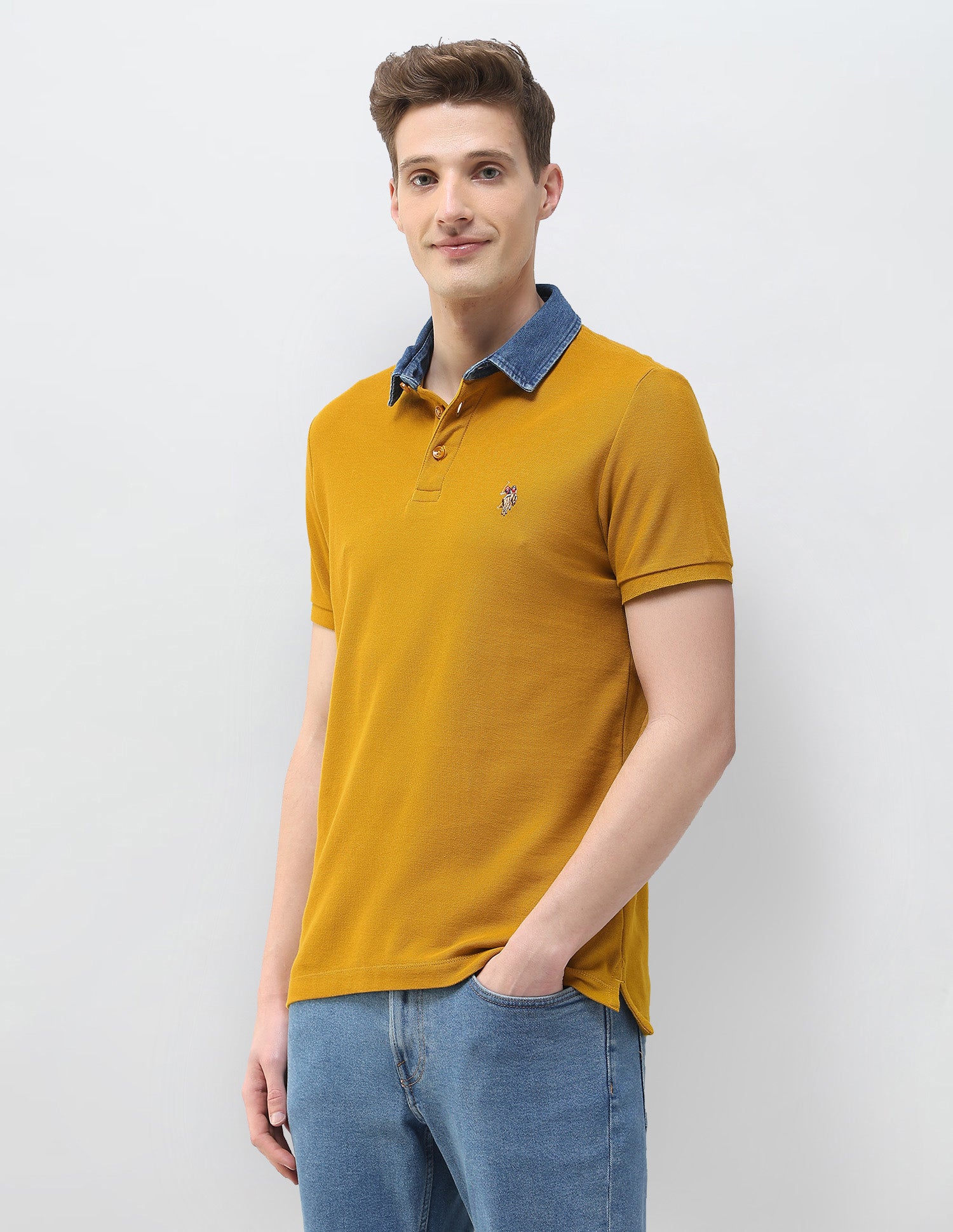 Motel On The Coast Slim Fit Polo Shirt Mustard - U.S. Polo Assn. India | Large