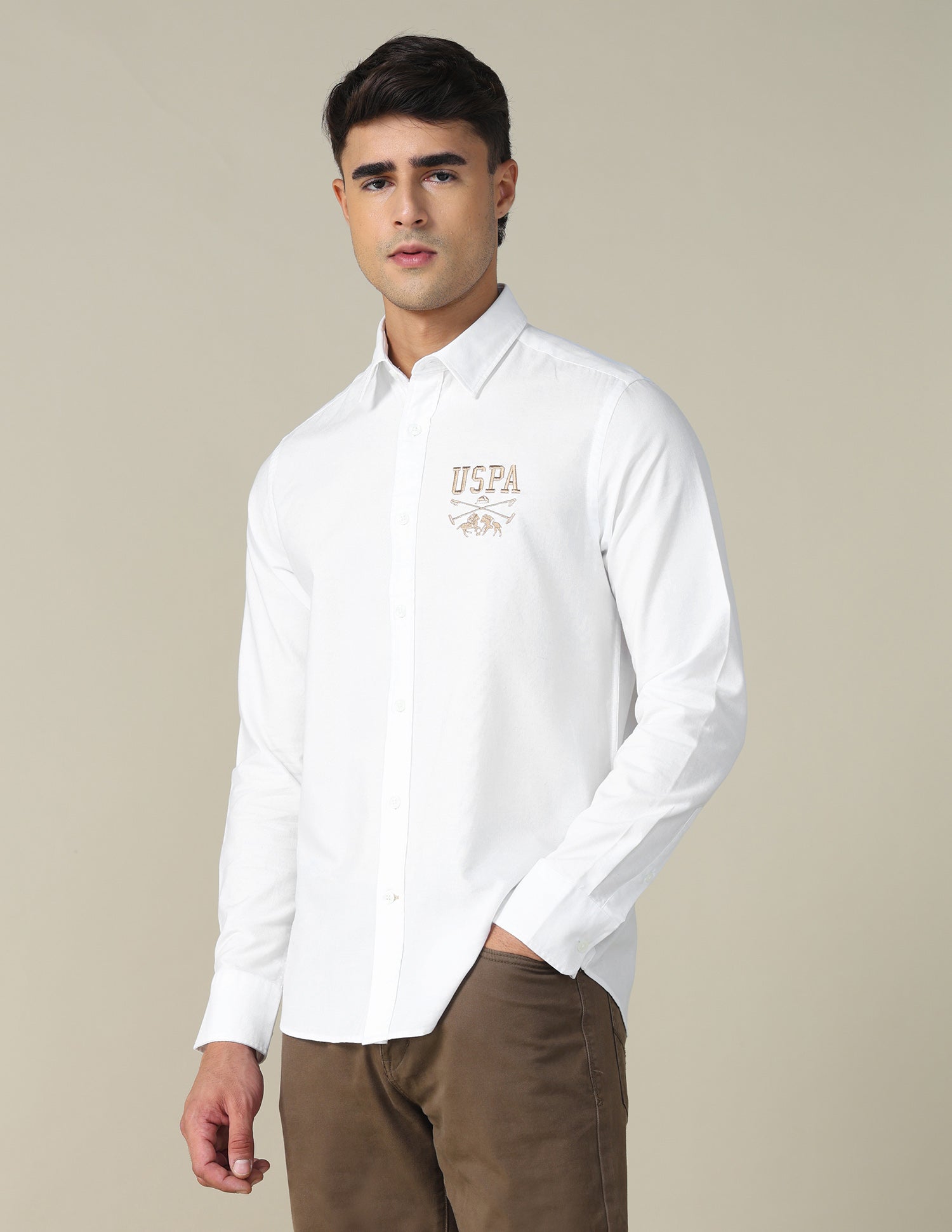 Oxford Tailored Fit Shirt White - U.S. POLO ASSN. | Large