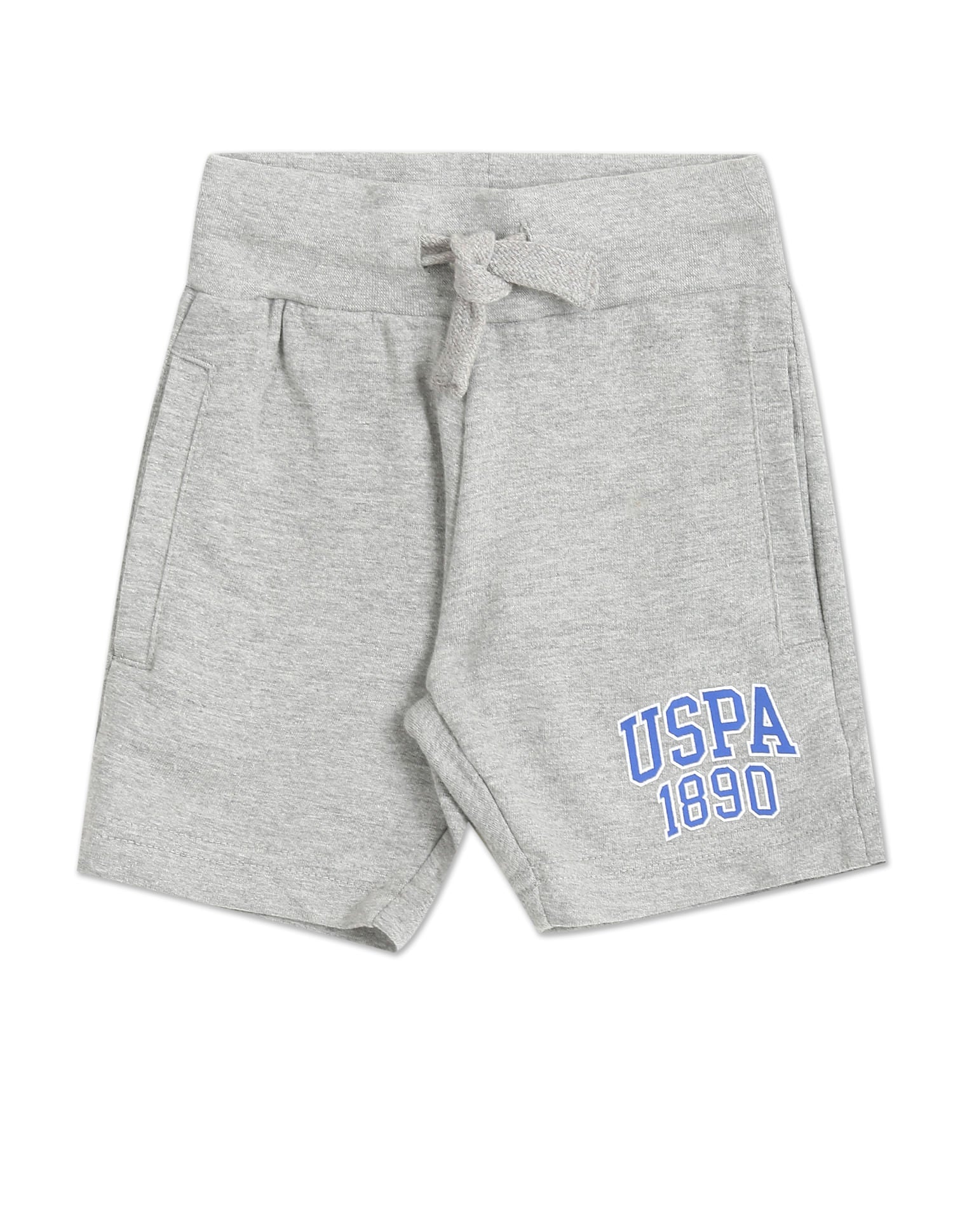 Boys Assorted Mid Rise Knit Shorts - Pack Of 2 Grey and Blue - U.S. Polo Assn. India | Large
