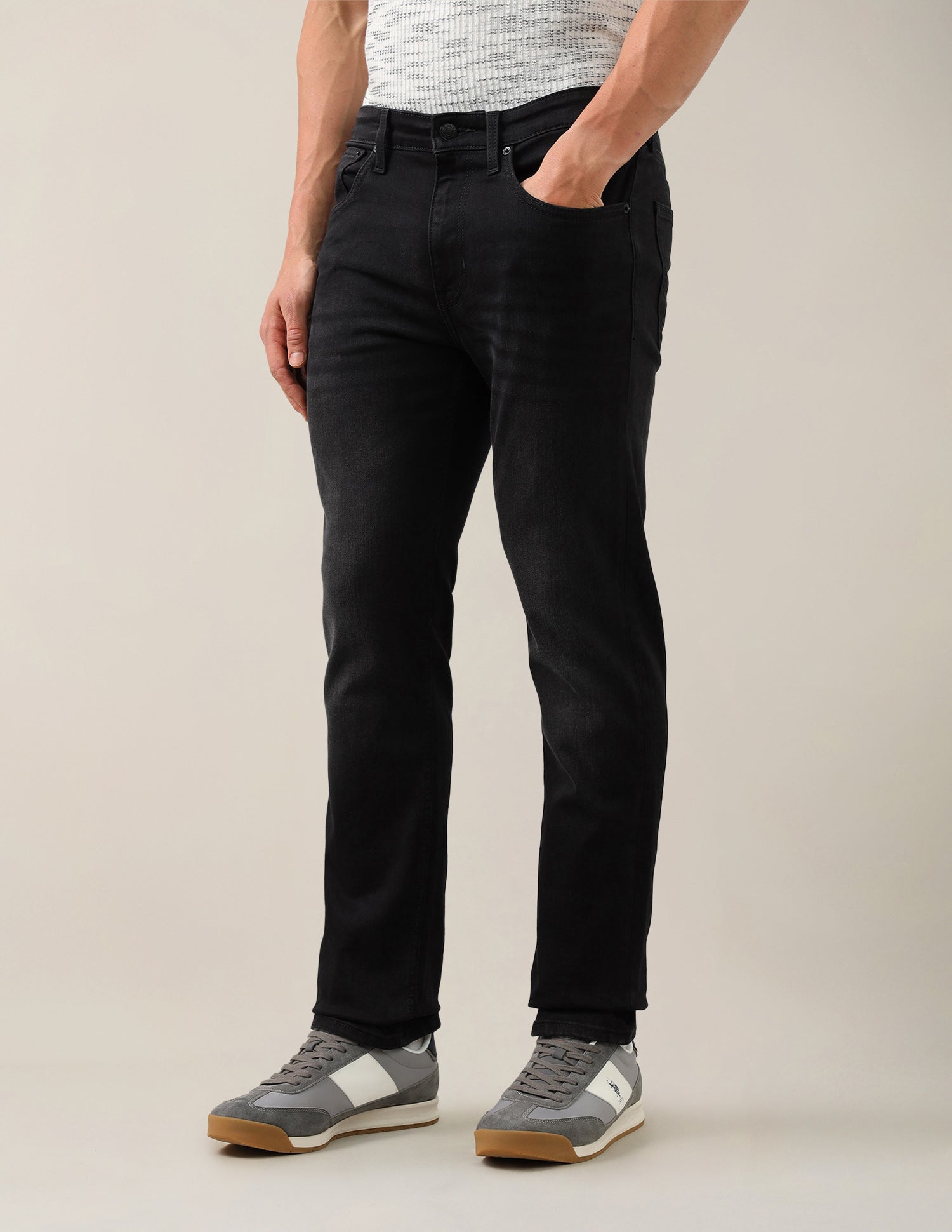 Harold Slim Straight Fit Black Jeans Washed Black - U.S. Polo Assn. India | Large