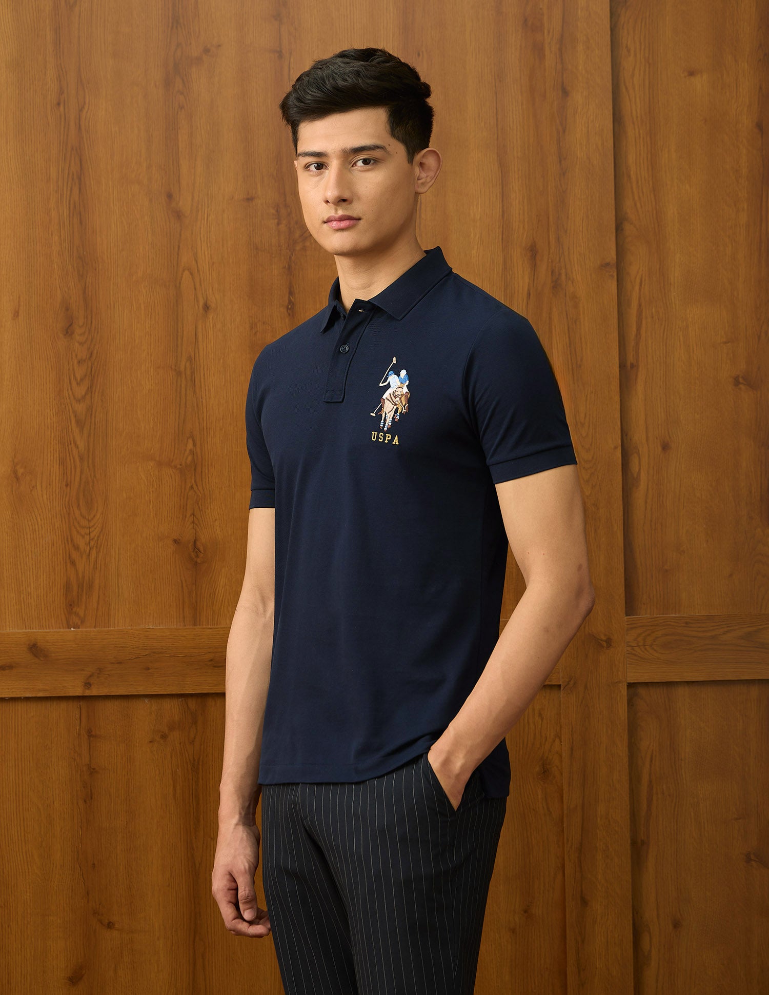 Brand Embroidered Varsity Polo Shirt Navy - U.S. POLO ASSN. | Large