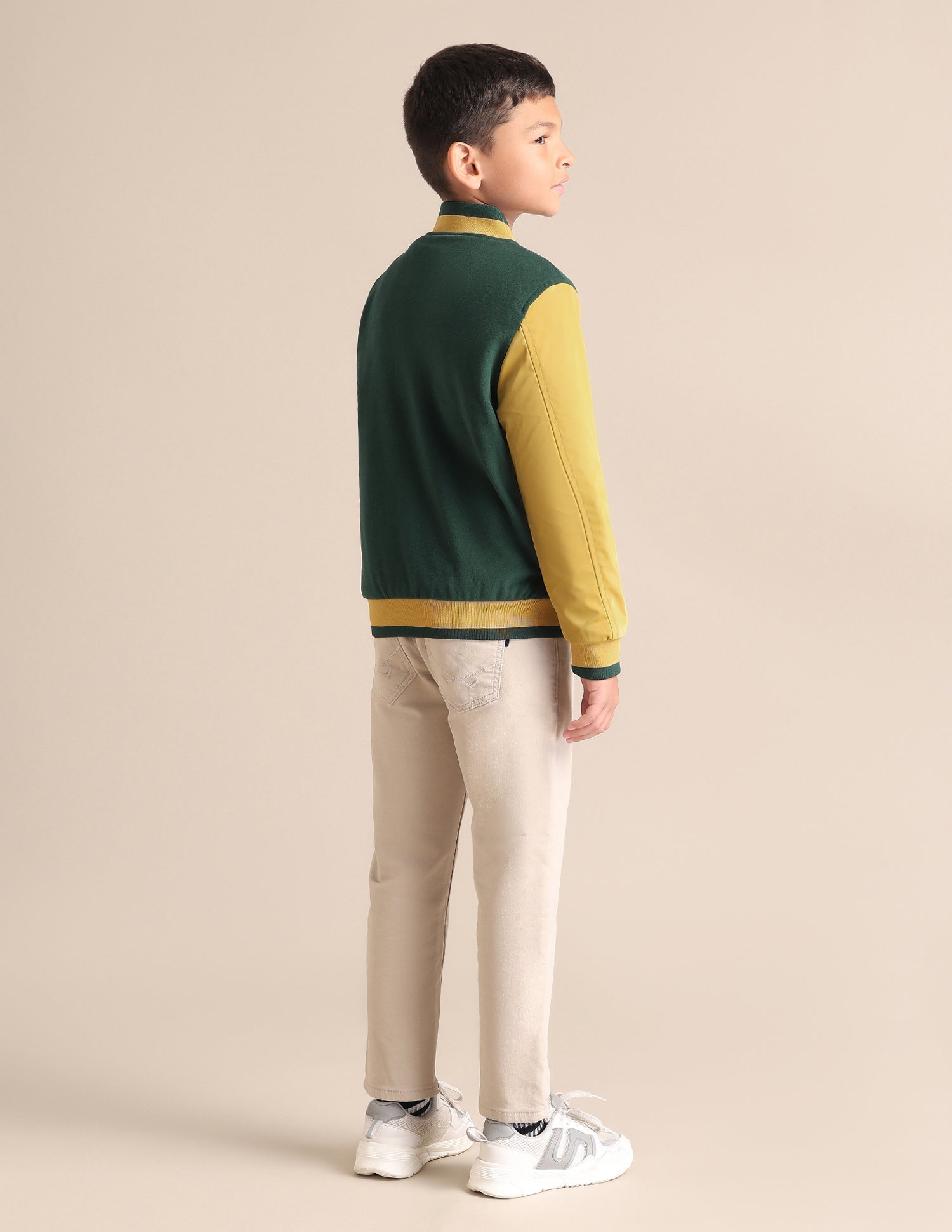 Boys Colour Blocked Spread Collar Jacket Green - U.S. POLO ASSN. | Large