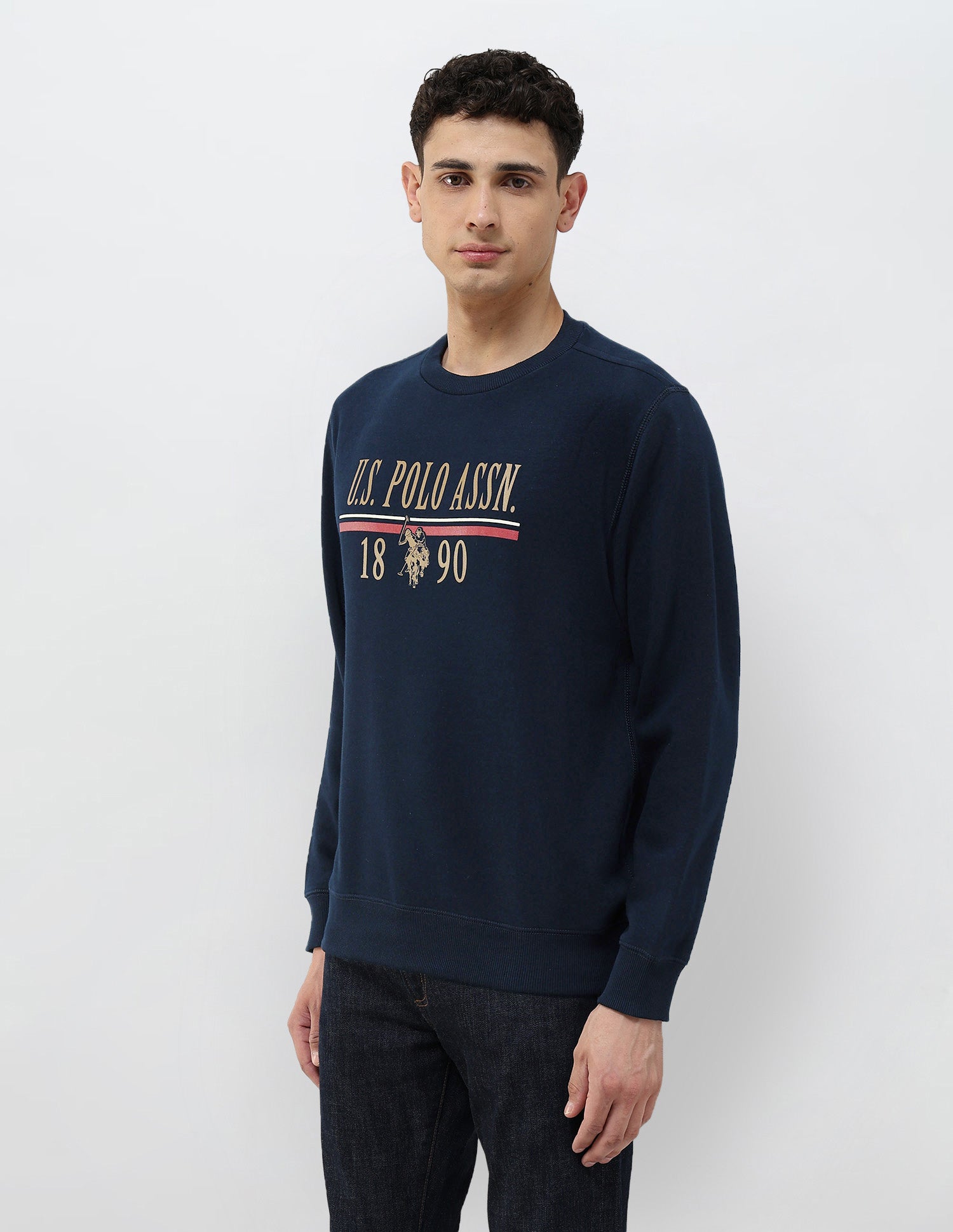 Brand Printed Regular Fit Sweatshirt Navy - U.S. POLO ASSN. | Large