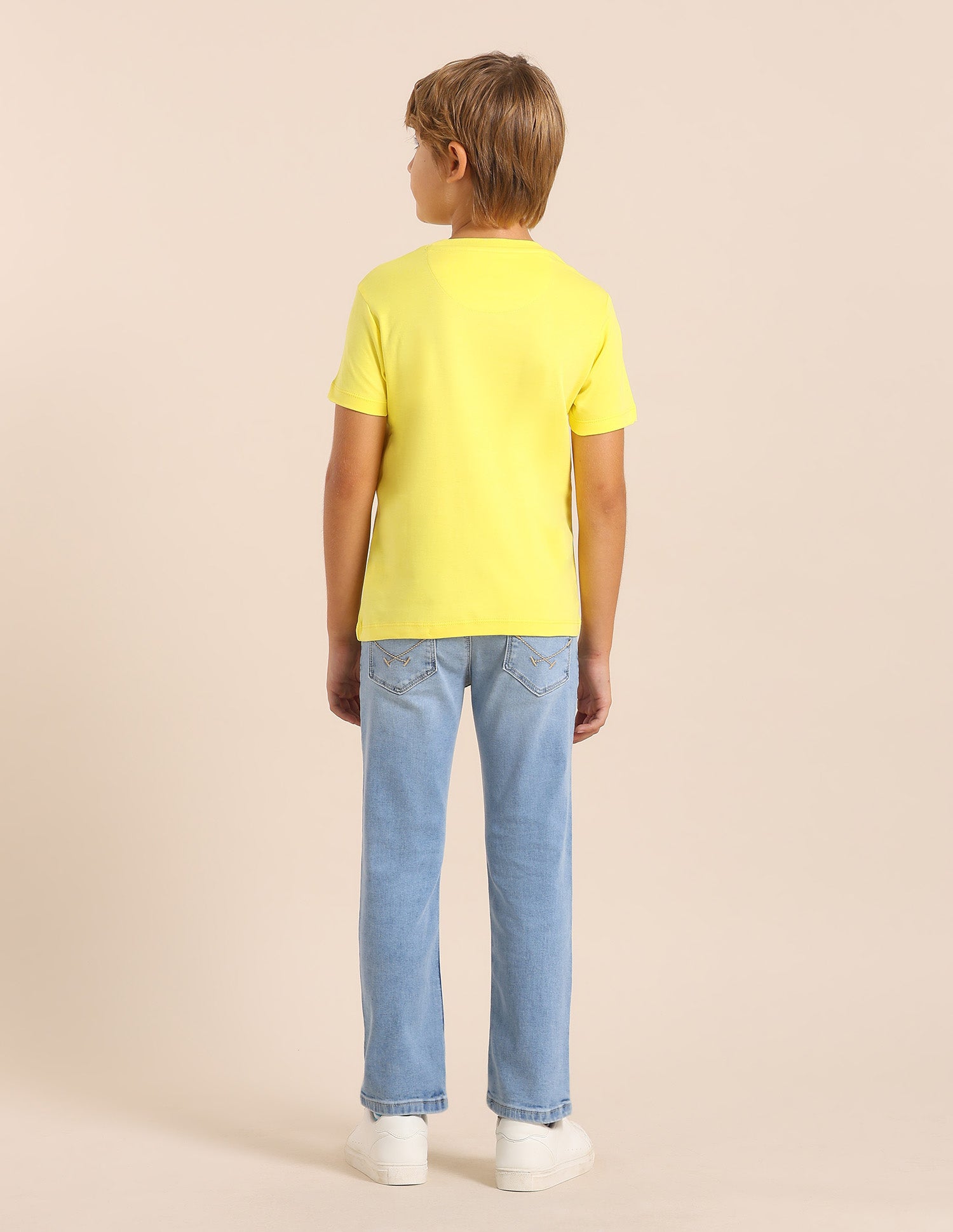 Boys Solid Regular Fit T-Shirt Light Yellow - U.S. POLO ASSN. | Large