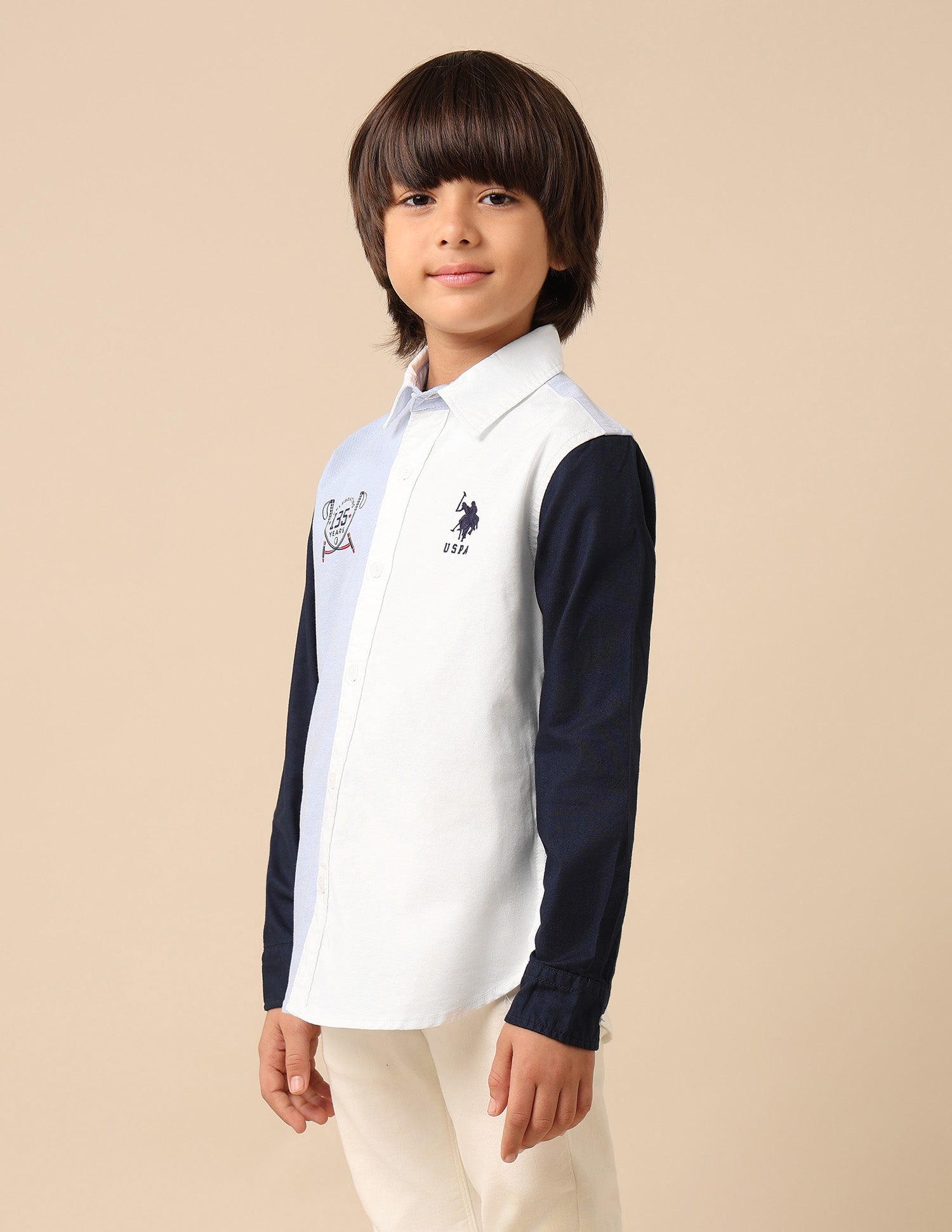 Boys Oxford Colorblocked Brand Printed Shirt Multi - U.S. Polo Assn. India | Large