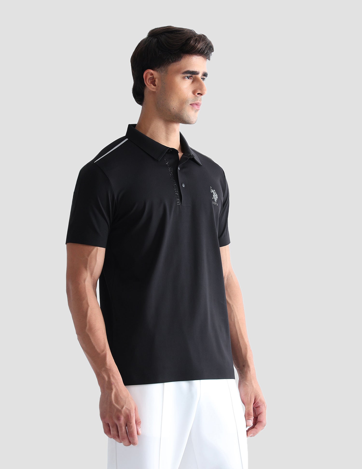 Solid Regular Fit Active Polo Shirt Black - U.S. POLO ASSN. | Large