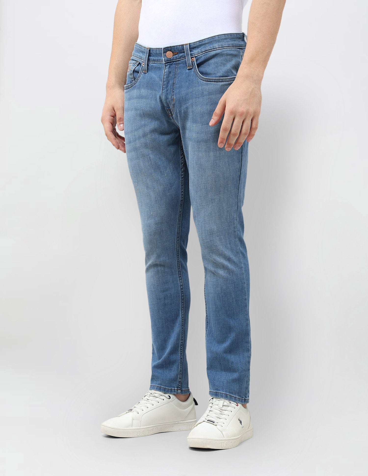 Henry Tapered Fit Whiskered Jeans Med Blue - U.S. POLO ASSN. | Large