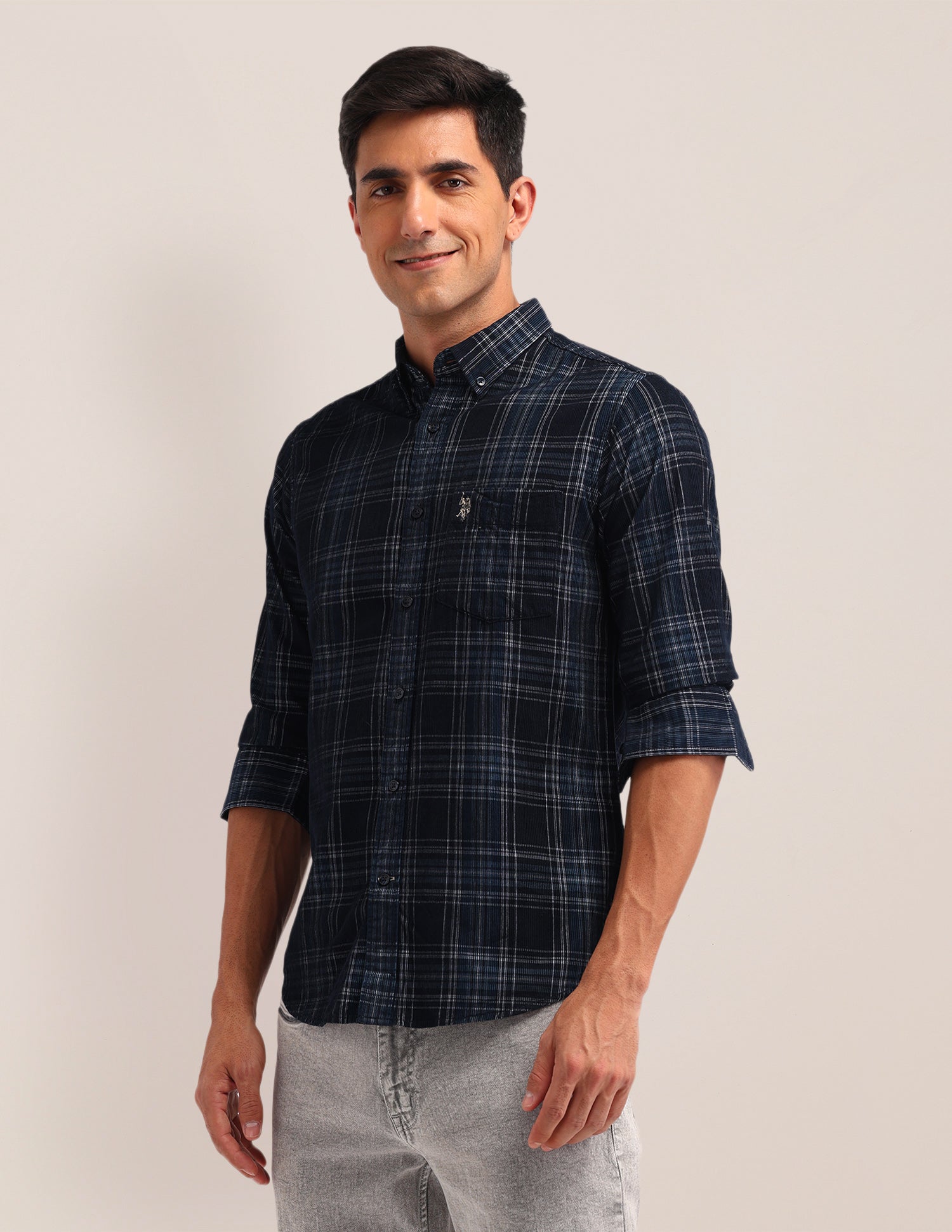 Tartan Check Printed Regular Fit Shirt Navy - U.S. Polo Assn. India | Large