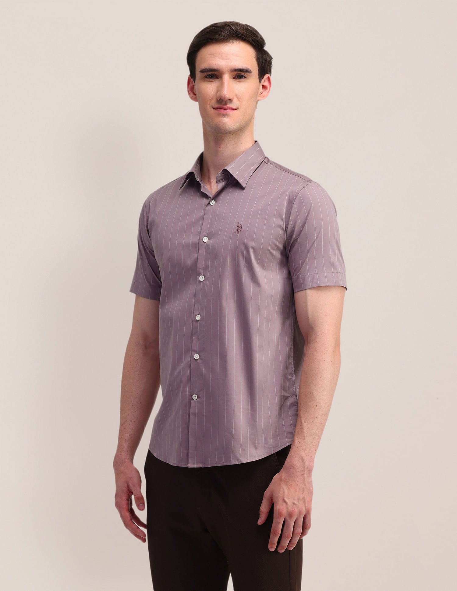Vertical Striped Twill Weave Shirt Pink - U.S. Polo Assn. India | Large