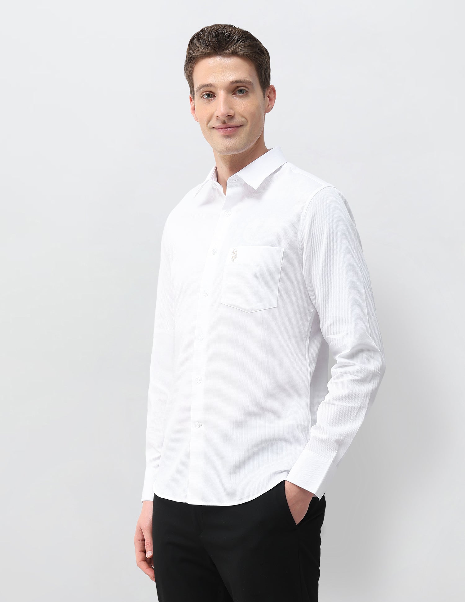 Textured Dobby Shirt White - U.S. Polo Assn. India | Large