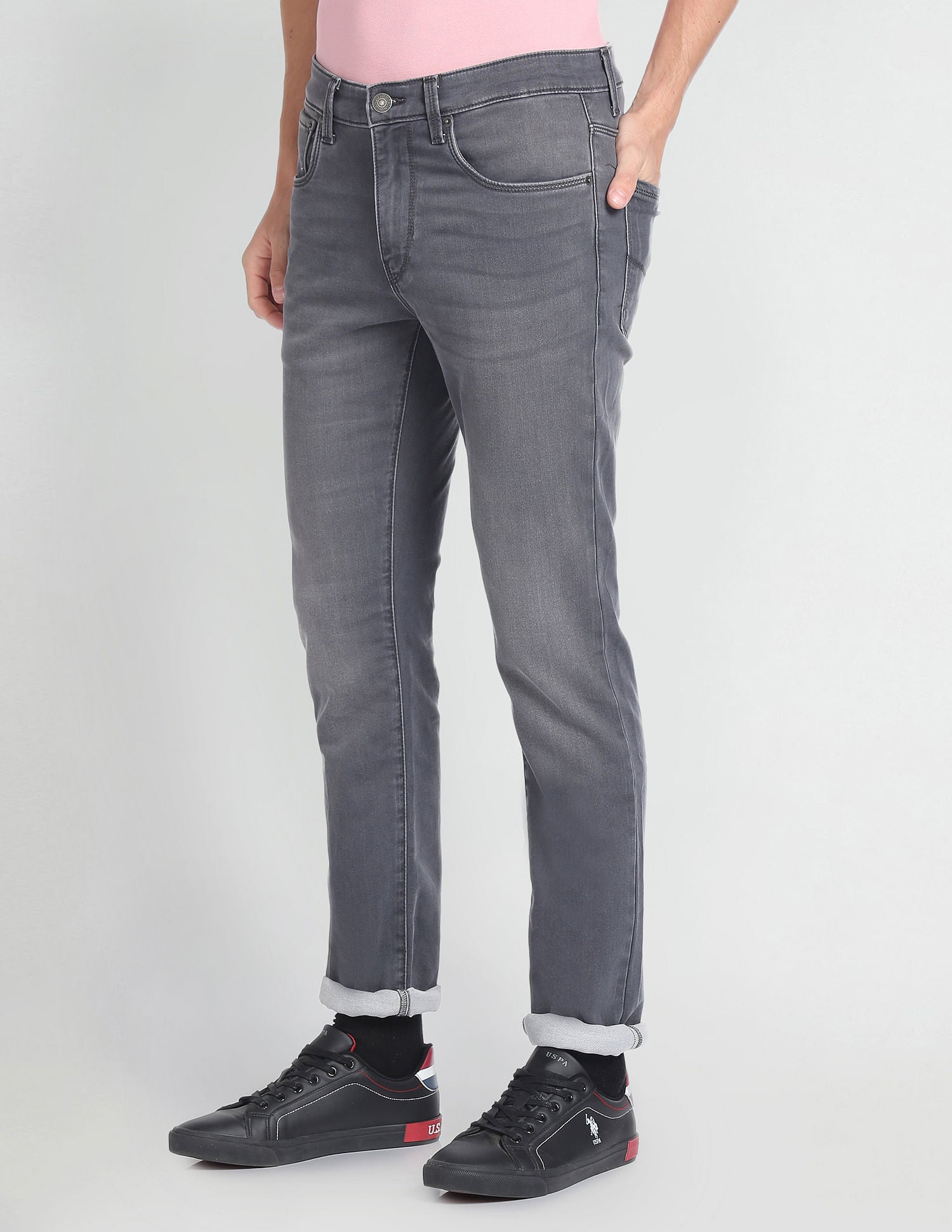 Regallo Skinny Fit Stone Wash Jeans Grey - U.S. POLO ASSN. | Large