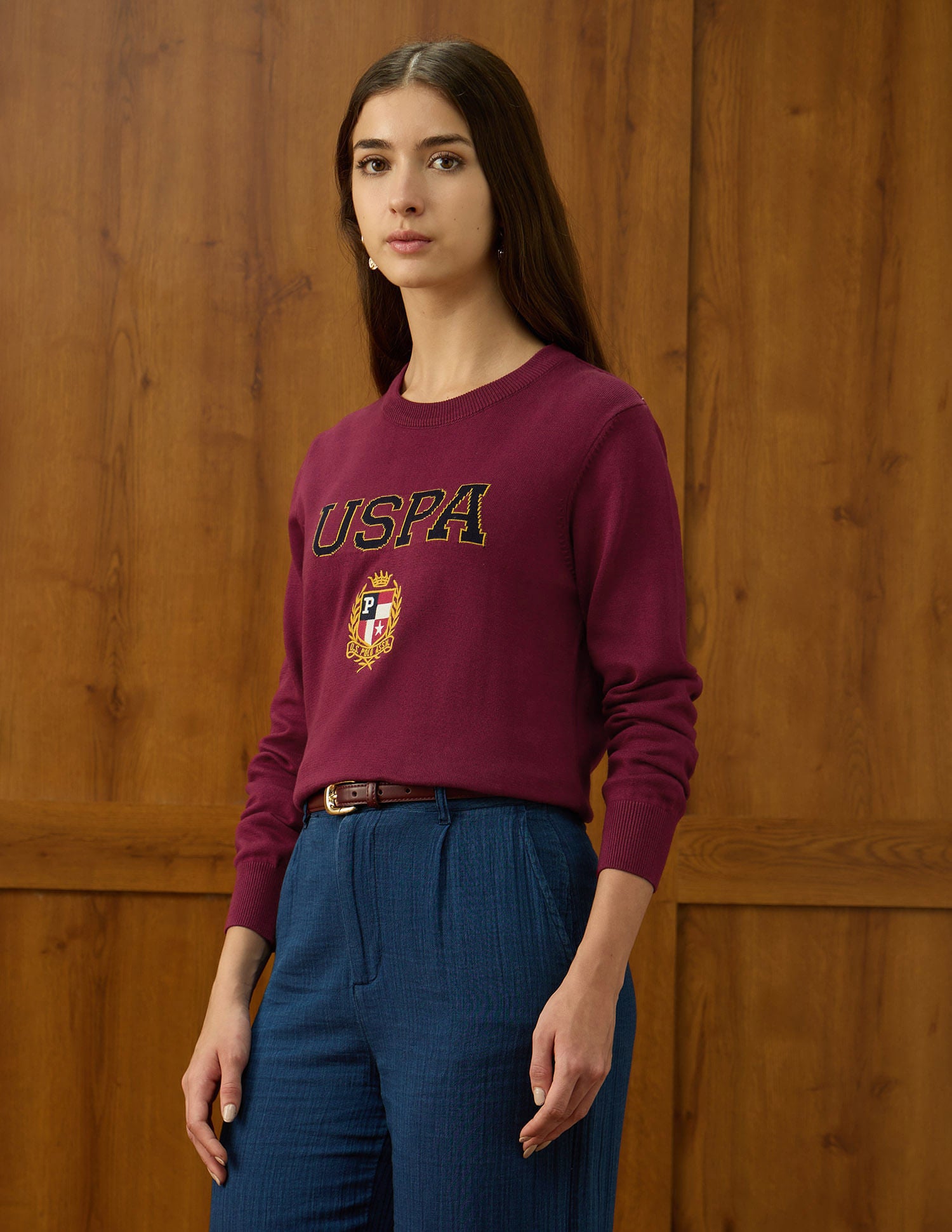 Brand Printed Regular Fit Sweater Purple - U.S. POLO ASSN. | Large